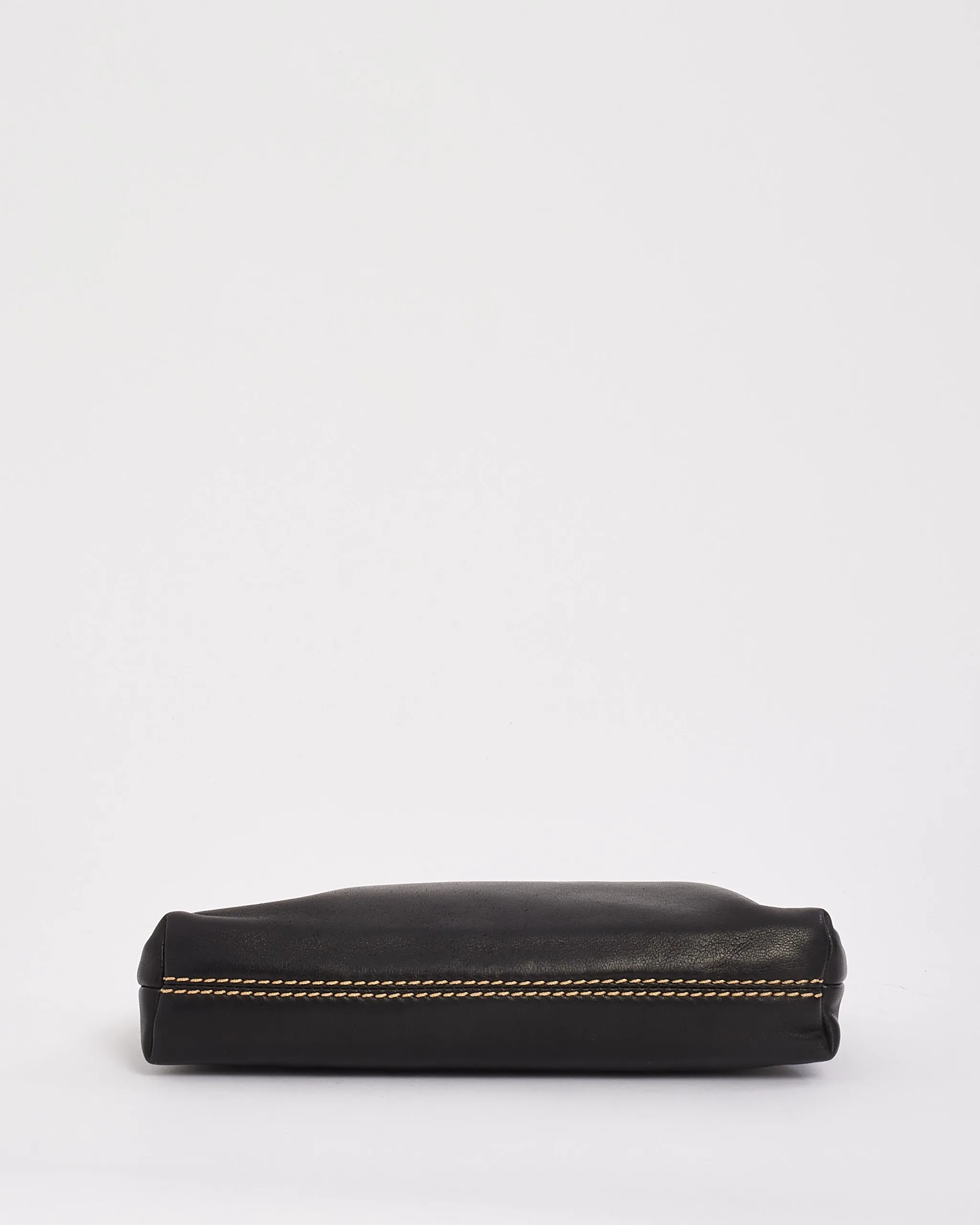 Chanel Black Leather LAX Pochette Chain Shoulder Bag