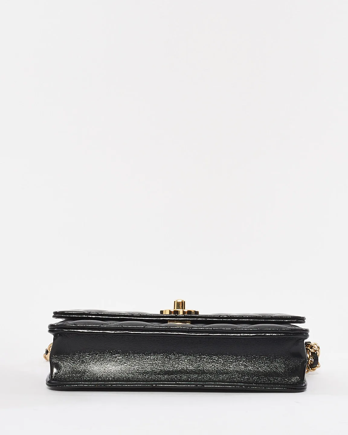 Chanel Black Shiny Lambskin Wallet on Chain Crossbody GHW