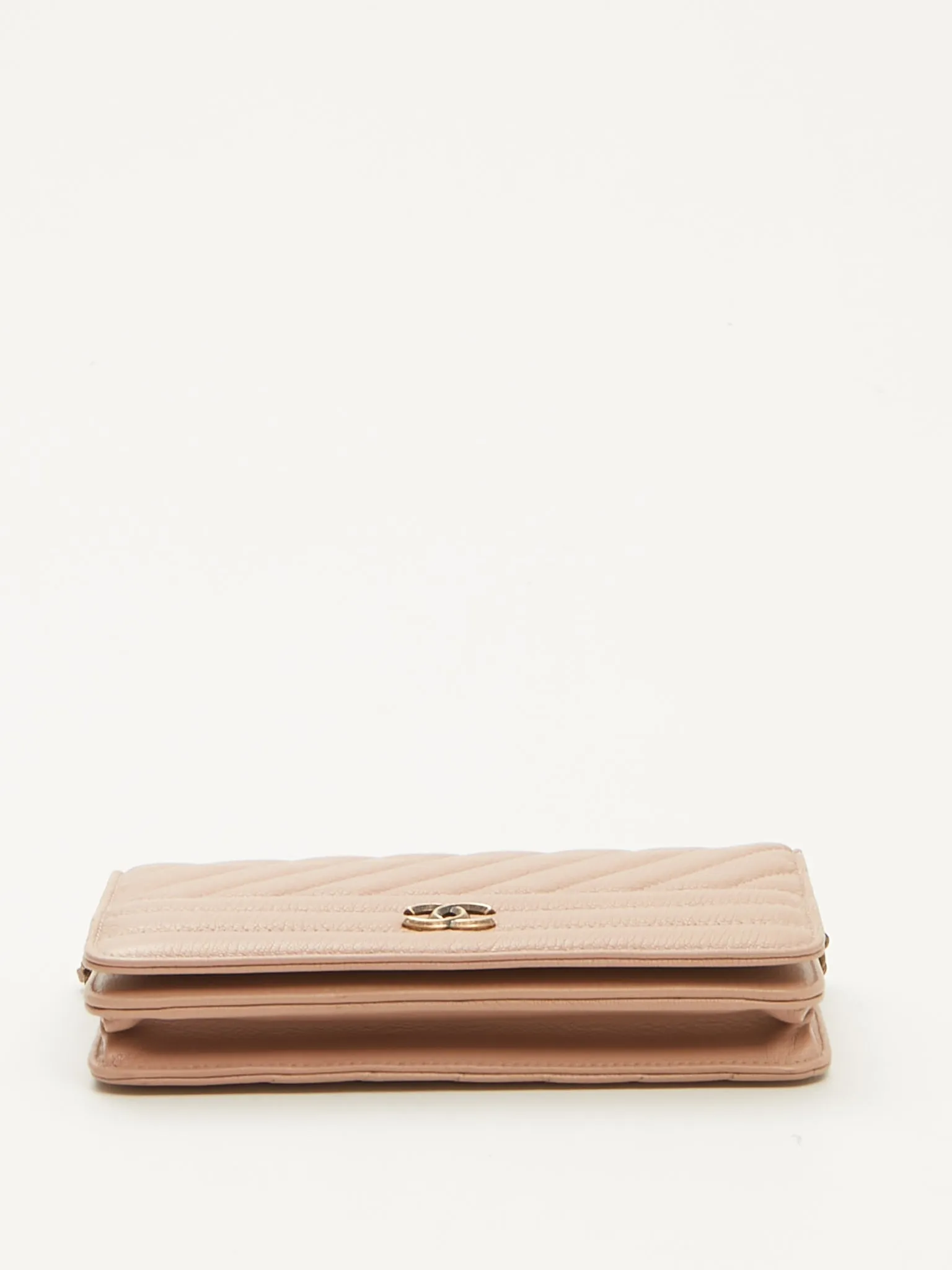 Chanel Blush Leather CC Wallet on Chain