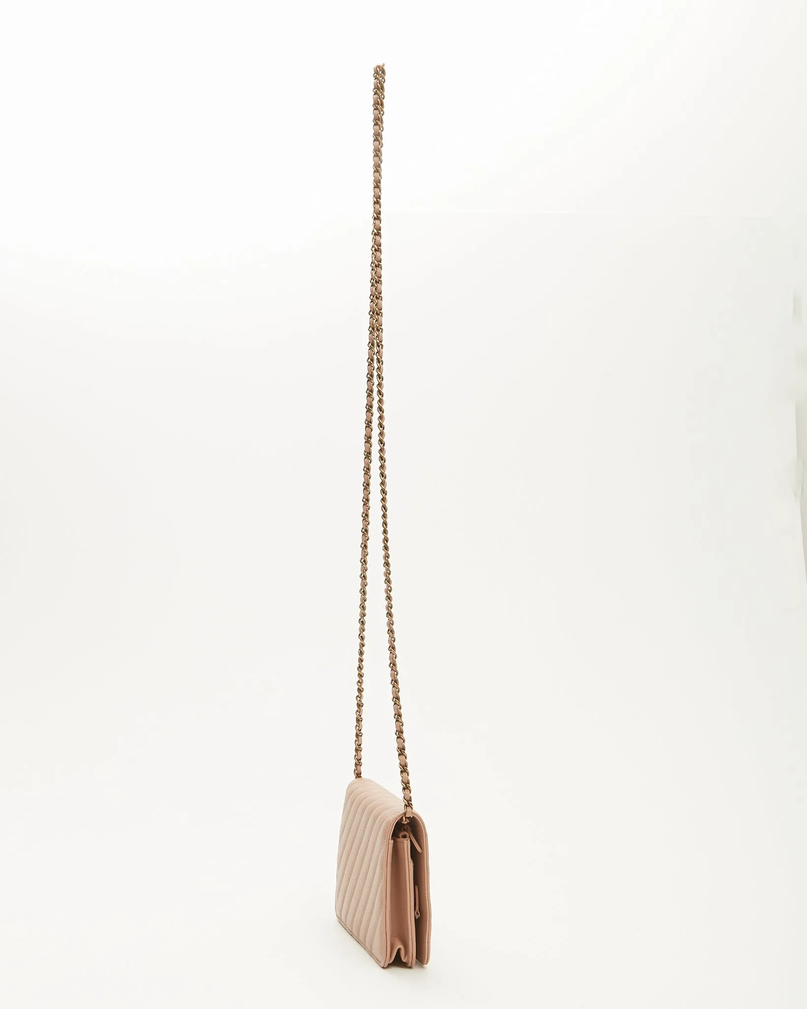 Chanel Blush Leather CC Wallet on Chain