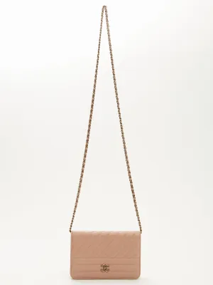 Chanel Blush Leather CC Wallet on Chain