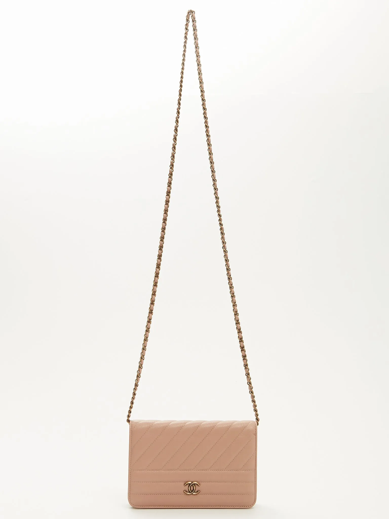 Chanel Blush Leather CC Wallet on Chain