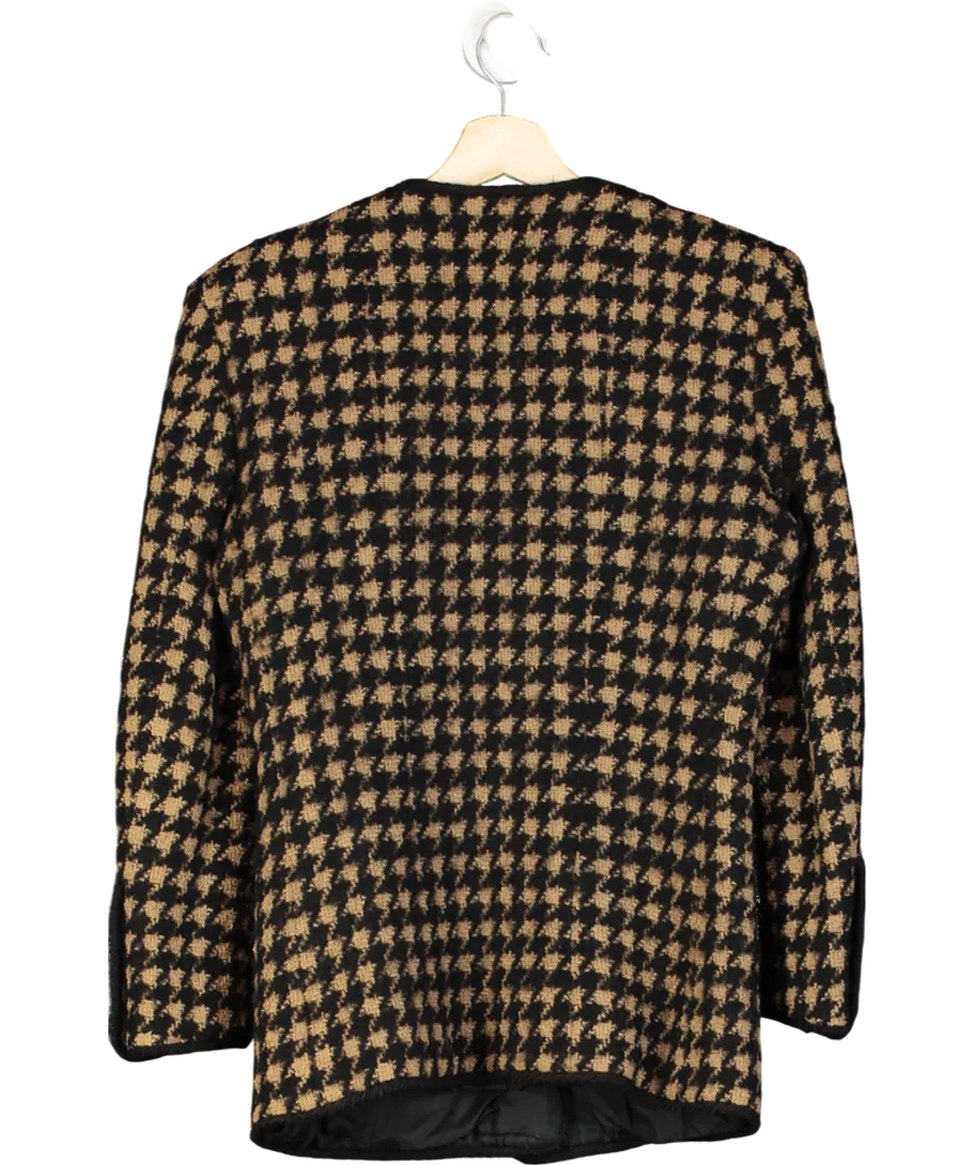 Chanel Camel/ Black Houndstooth Tweed Wool Jacket with: Perfume Bottle gold buttons UK S