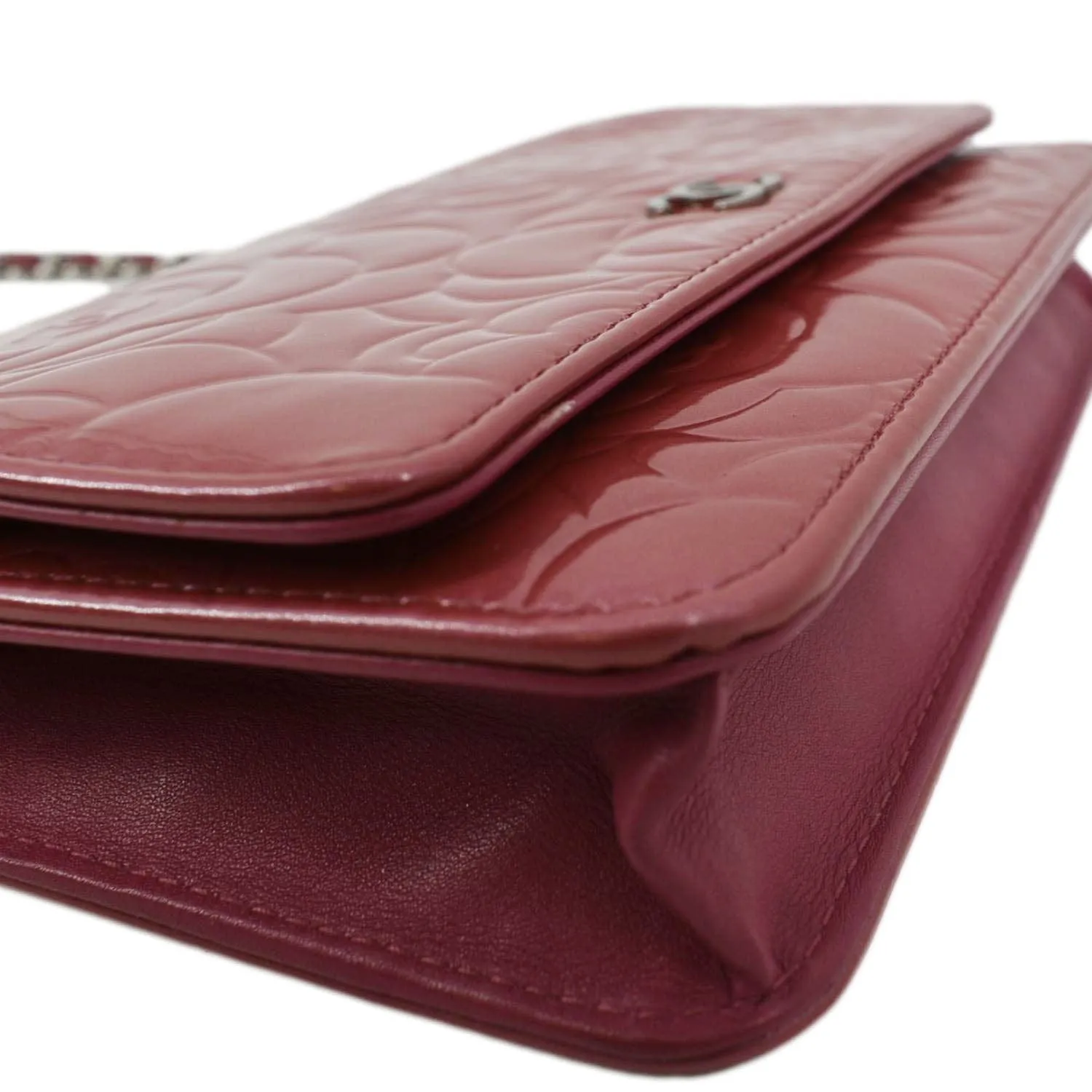 CHANEL Camellia Wallet On Chain Leather Crossbody Bag Pink