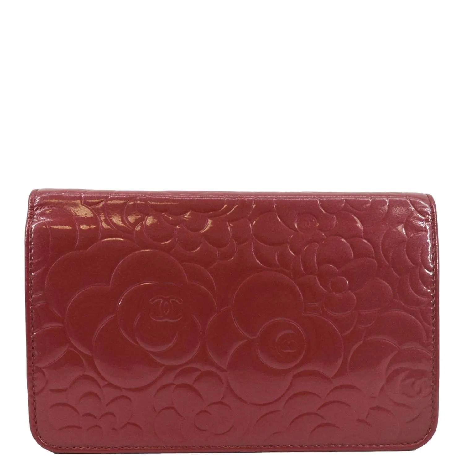 CHANEL Camellia Wallet On Chain Leather Crossbody Bag Pink