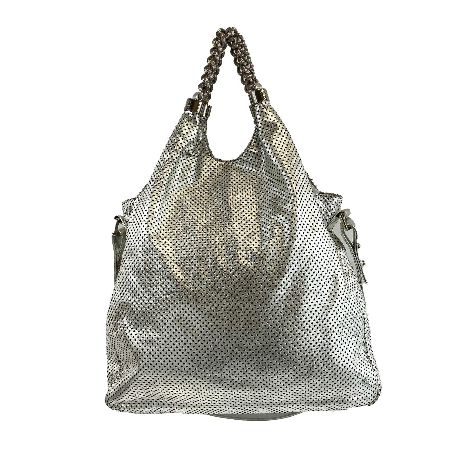 Chanel - CC Perforated Rodeo Drive Medium Hobo Bag - Silver Crossbody
