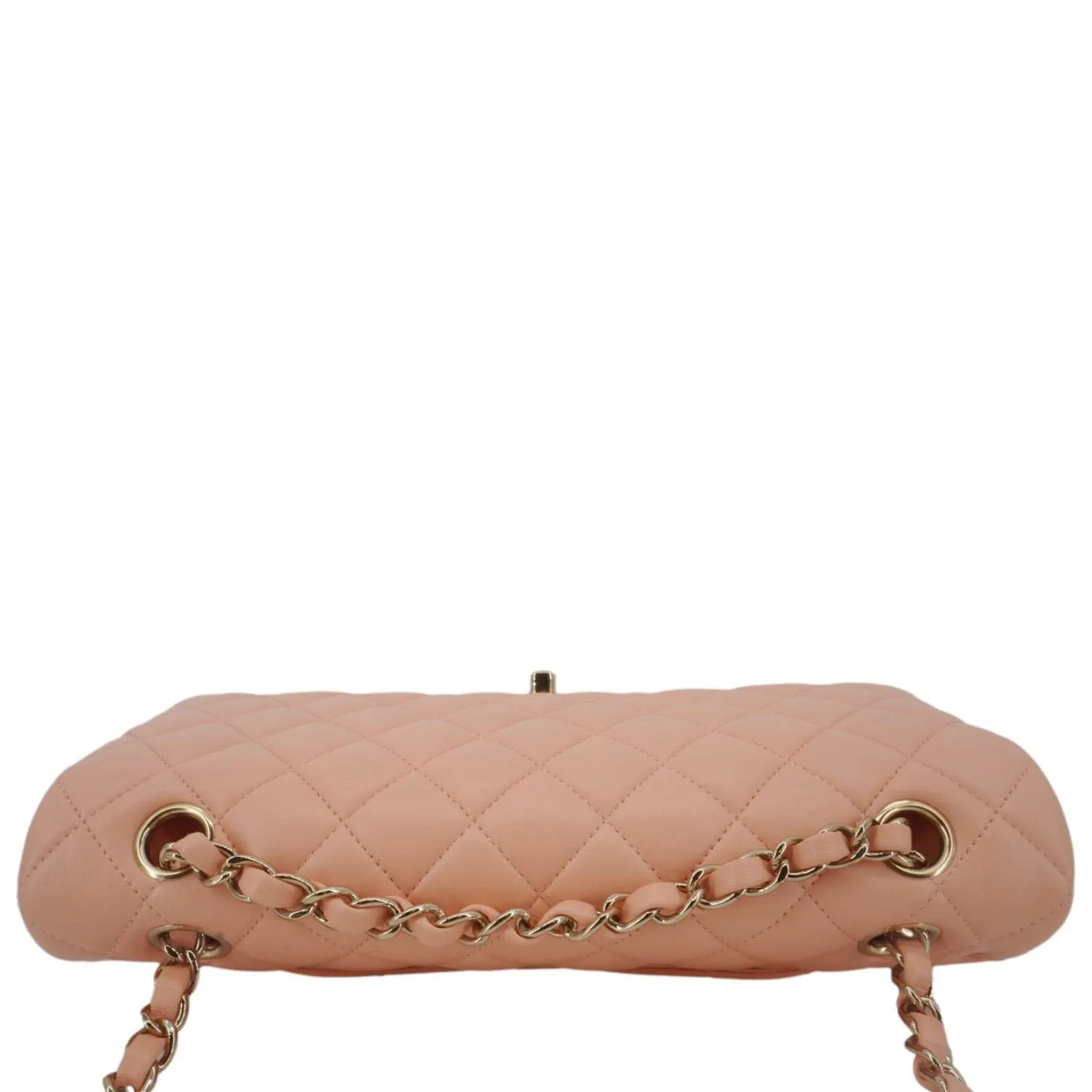 CHANEL Classic Double Flap Quilted Leather Crossbody Bag Peach