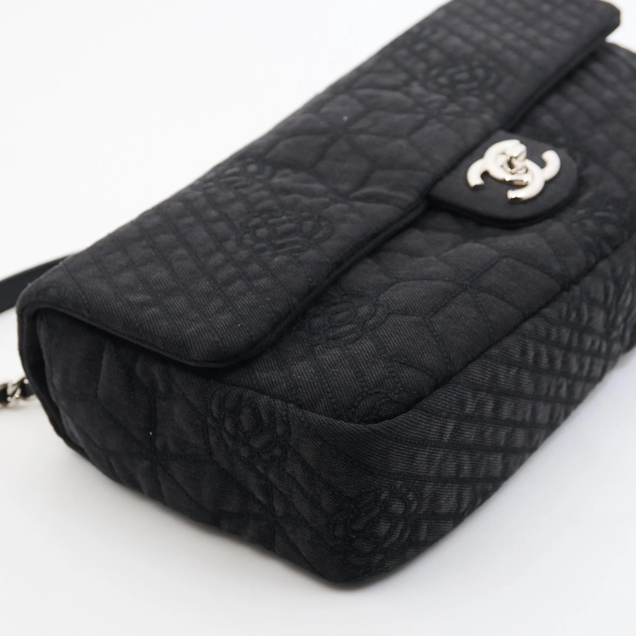 Chanel Classic Flap Black Denim SHW