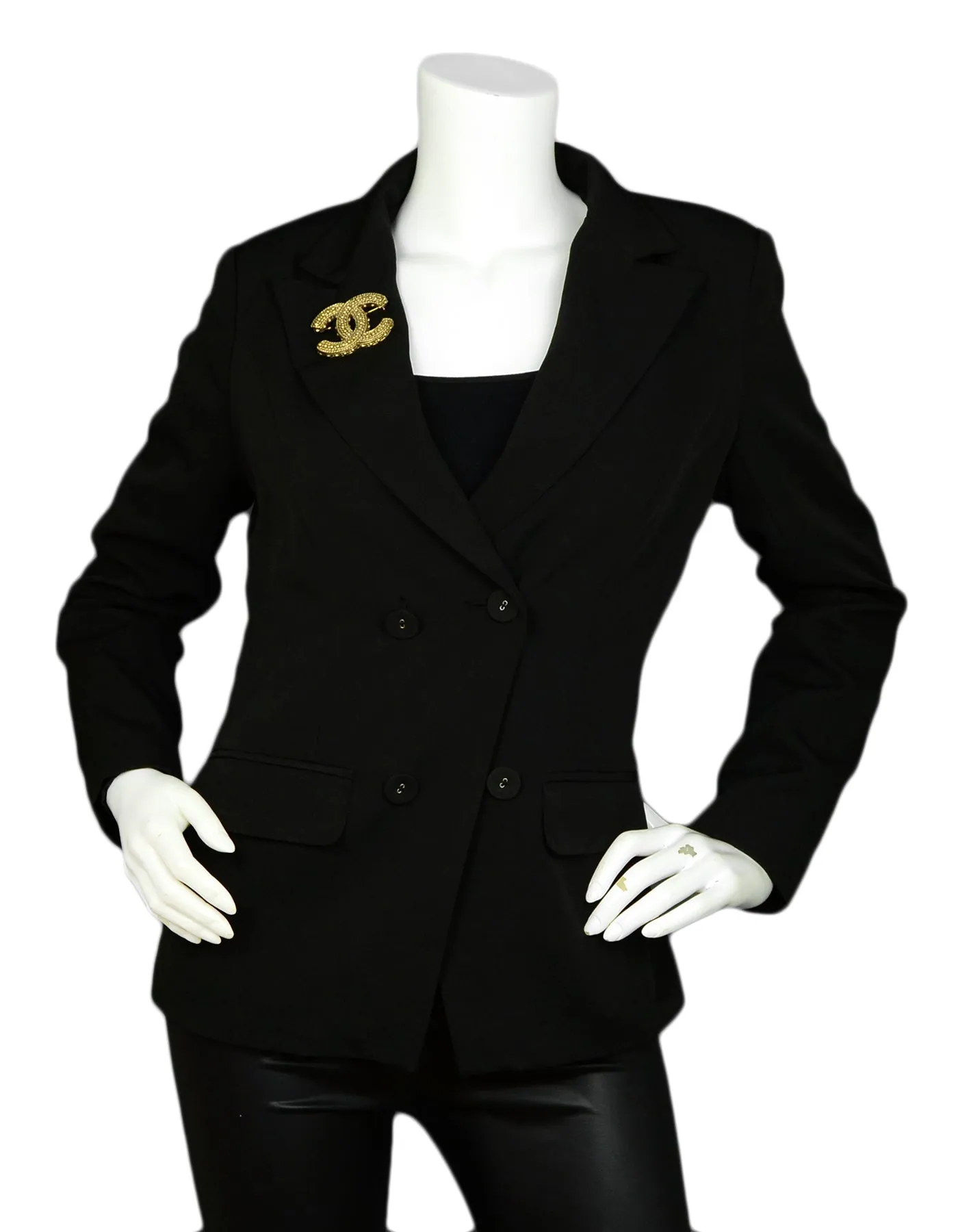 Chanel Goldtone CC Studded Brooch