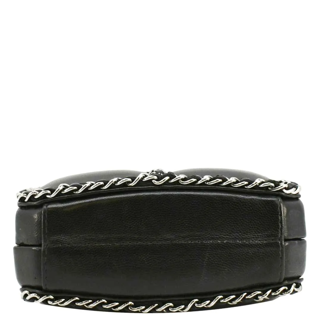 CHANEL Minaudiere Lambskin Leather Chain Clutch Crossbody Black