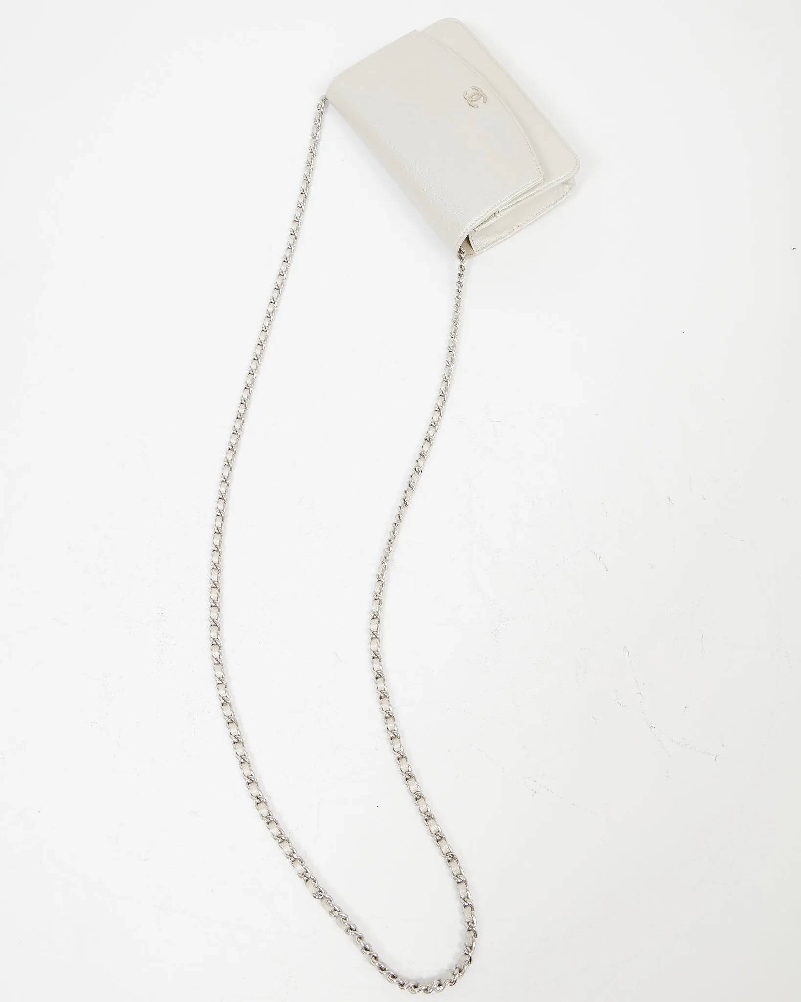 Chanel Pearl Caviar Leather SHW Wallet On Chain