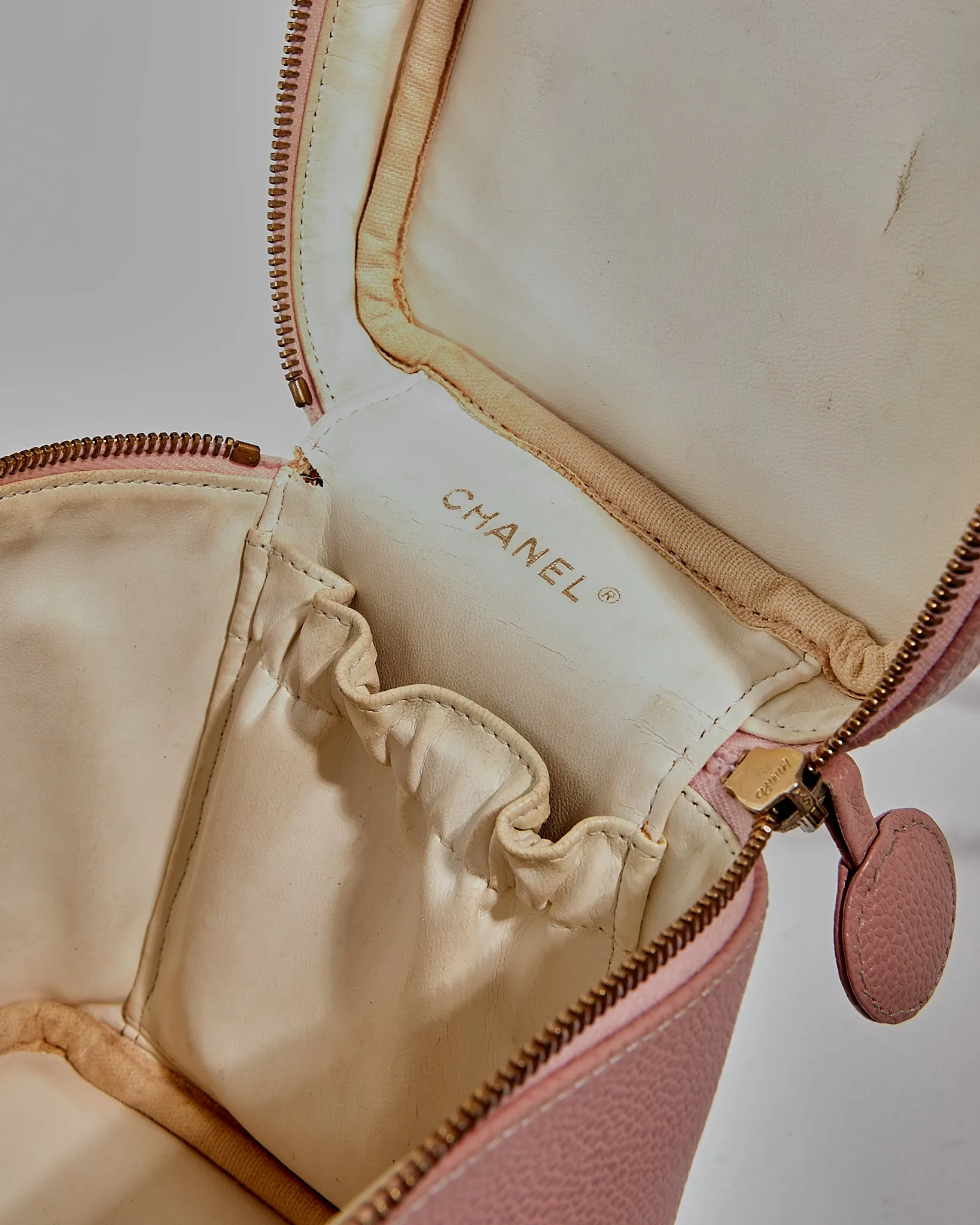 Chanel Pink Caviar Leather Vanity Case   Add On Strap