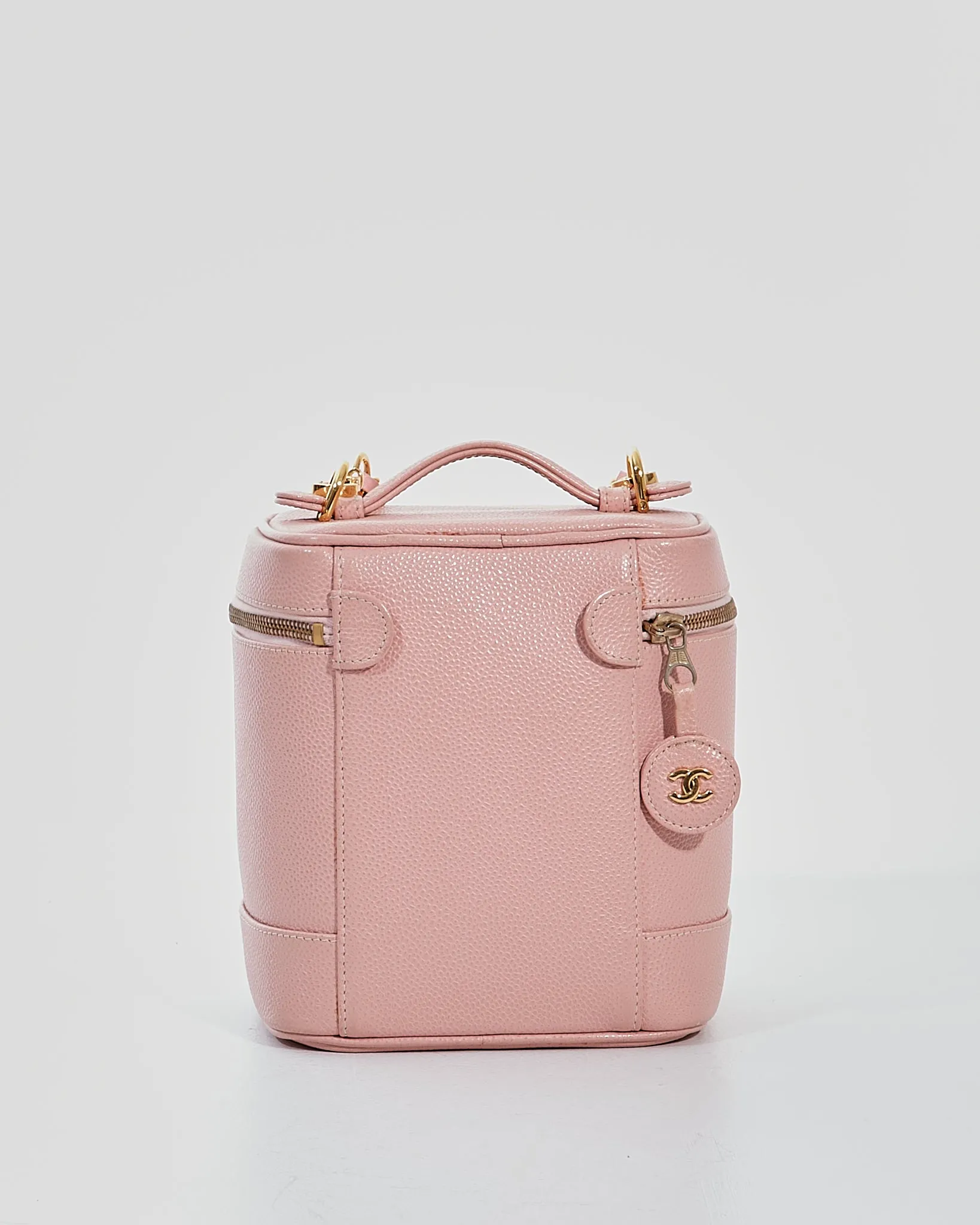 Chanel Pink Caviar Leather Vanity Case   Add On Strap