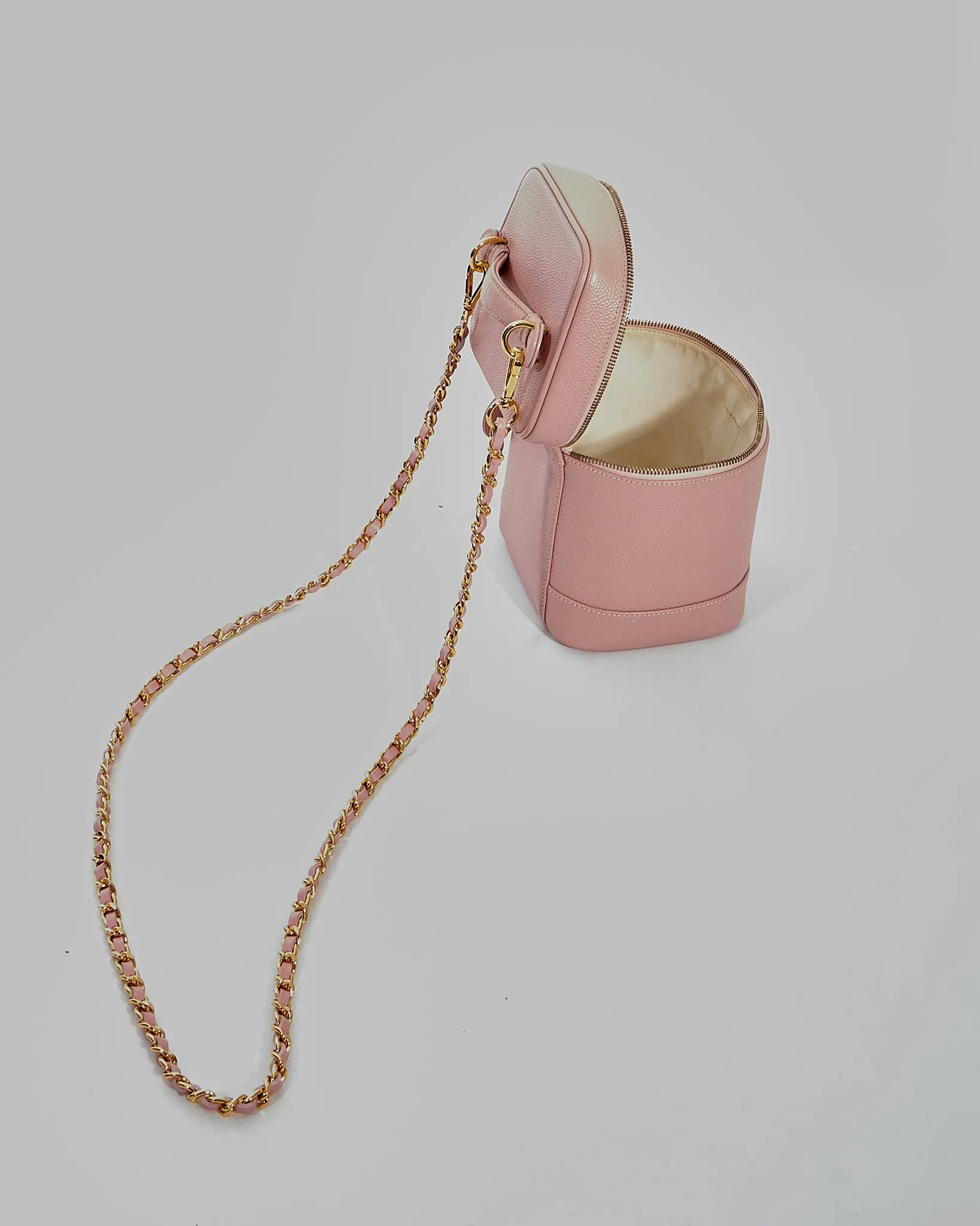 Chanel Pink Caviar Leather Vanity Case   Add On Strap