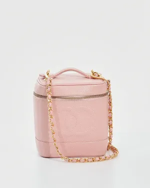 Chanel Pink Caviar Leather Vanity Case   Add On Strap