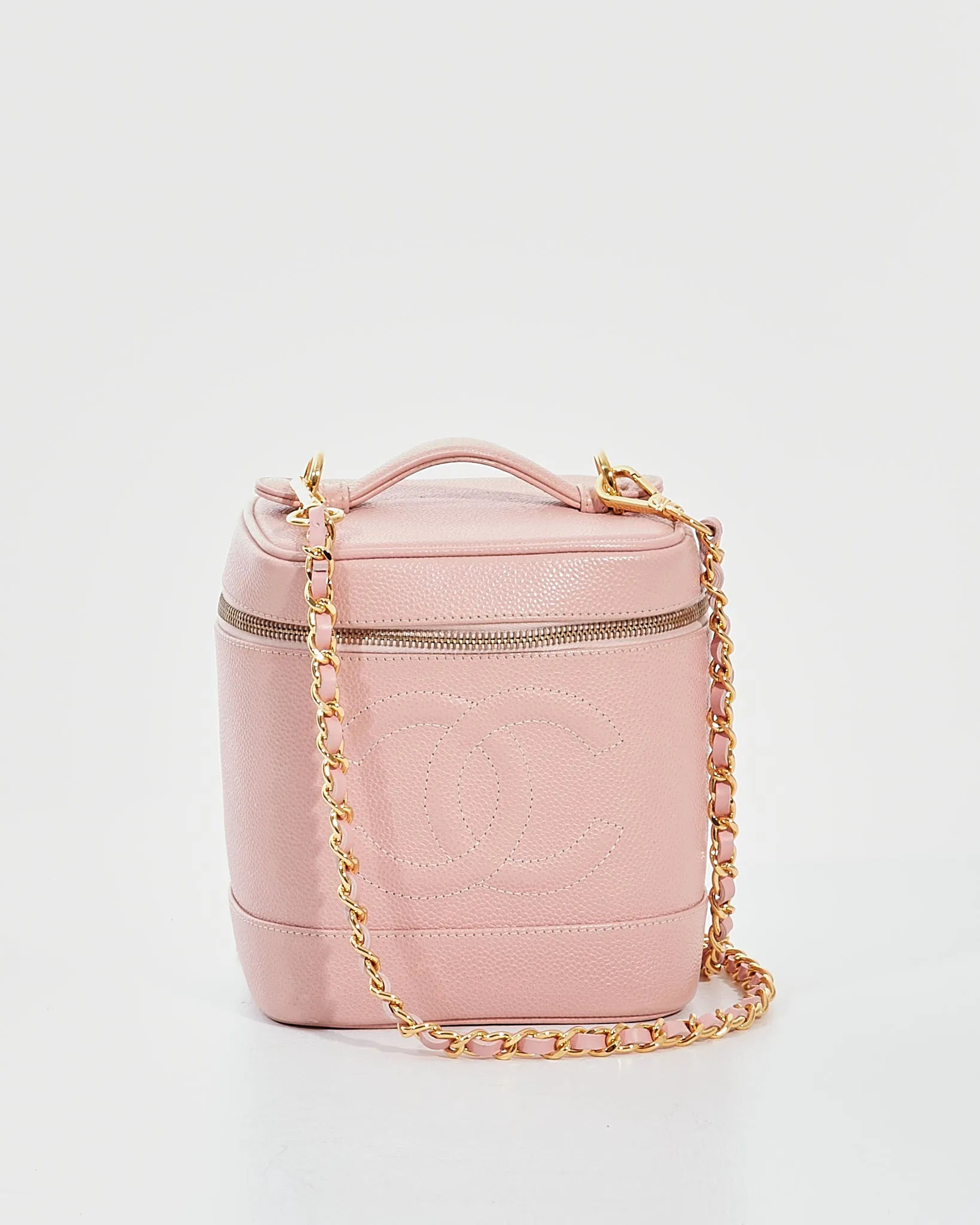 Chanel Pink Caviar Leather Vanity Case   Add On Strap