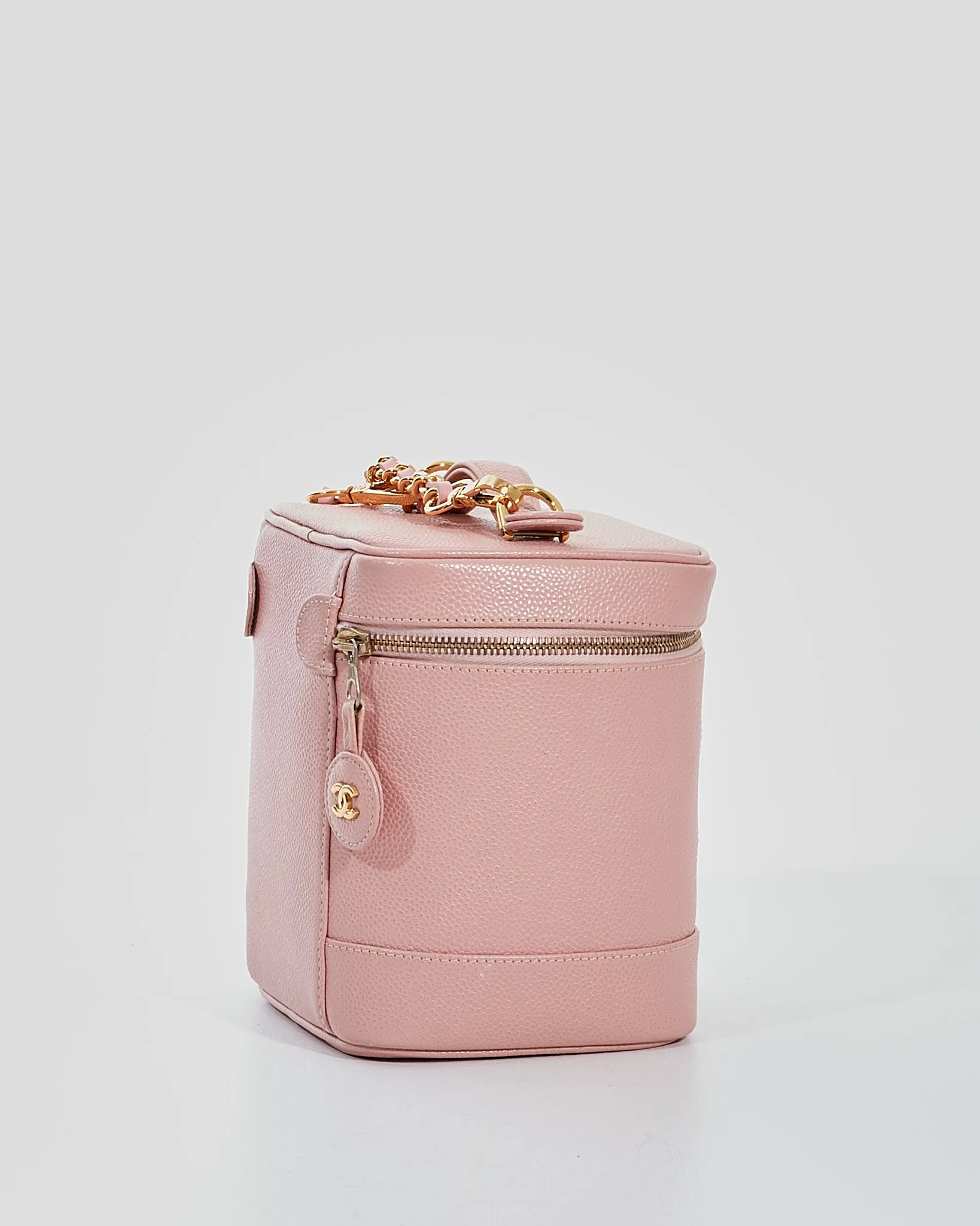 Chanel Pink Caviar Leather Vanity Case   Add On Strap