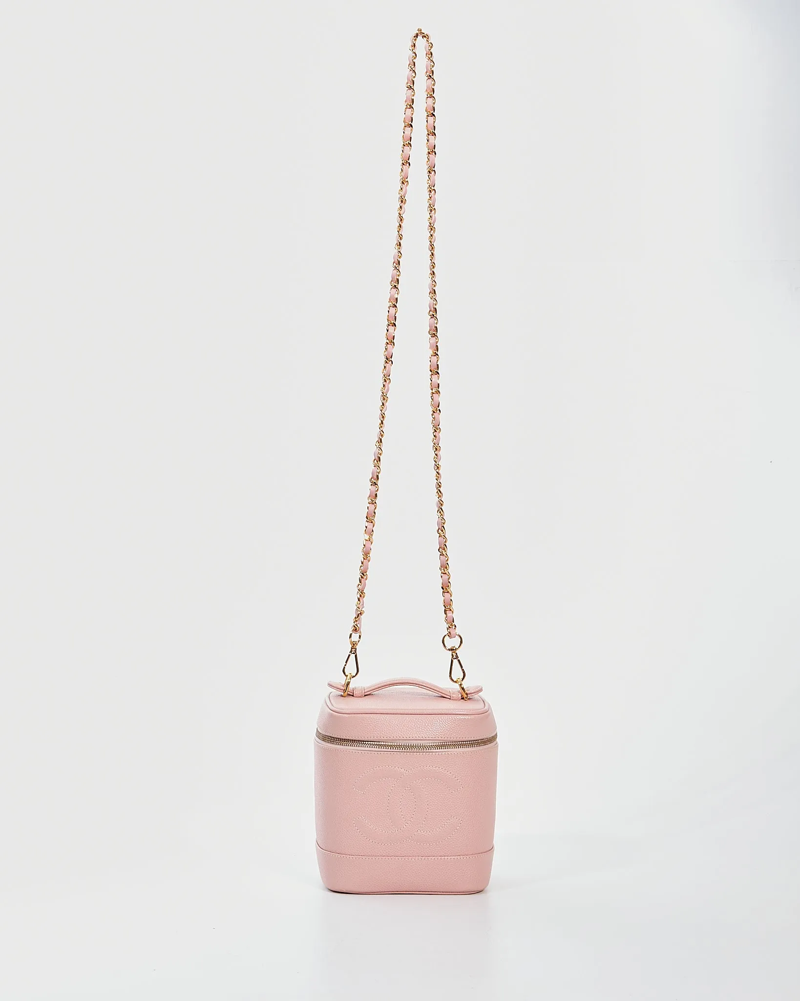 Chanel Pink Caviar Leather Vanity Case   Add On Strap