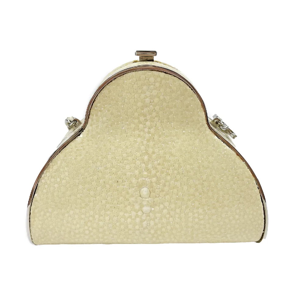 Chanel - RARE Mini Stingray Calfskin Case Crossbody Beige / Silver