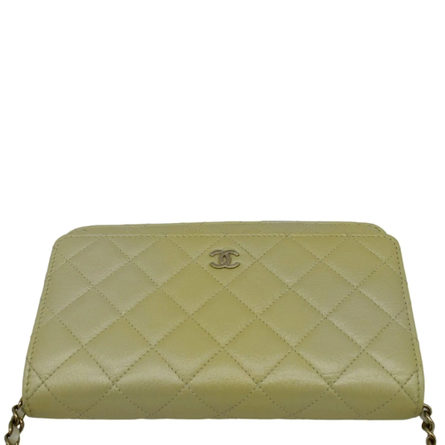 CHANEL WOC Quilted Leather Crossbody Bag Light Green