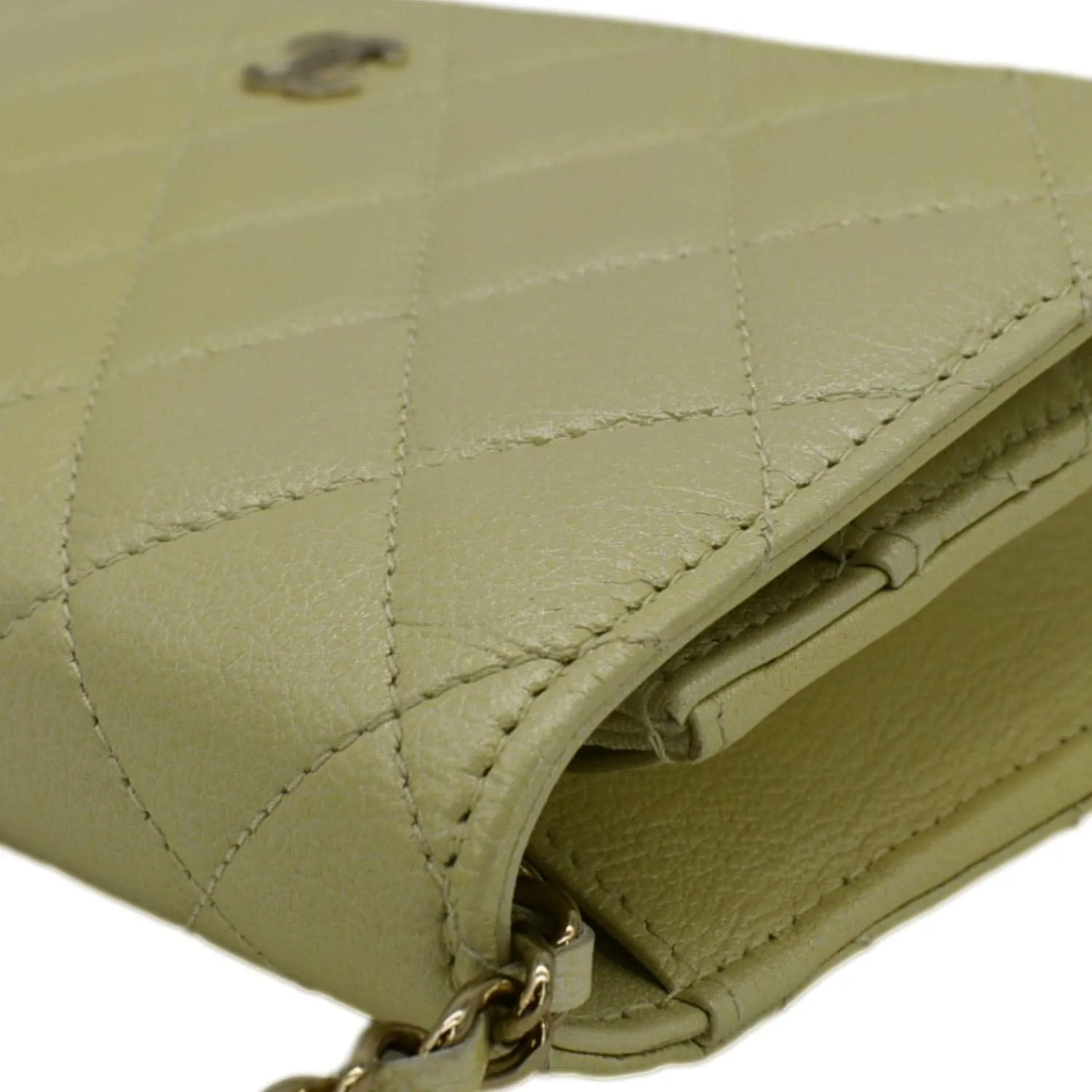 CHANEL WOC Quilted Leather Crossbody Bag Light Green