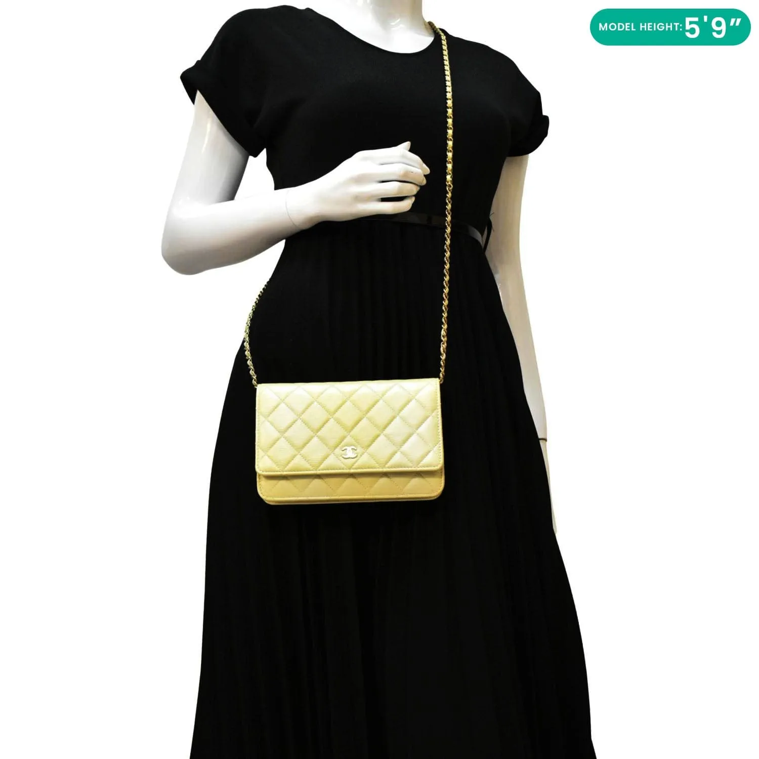CHANEL WOC Quilted Leather Crossbody Bag Light Green