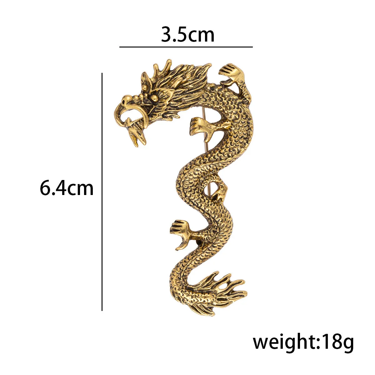 Chinese Style Zodiac Dragon Totem Retro Gold Silver Brooch 3pcs