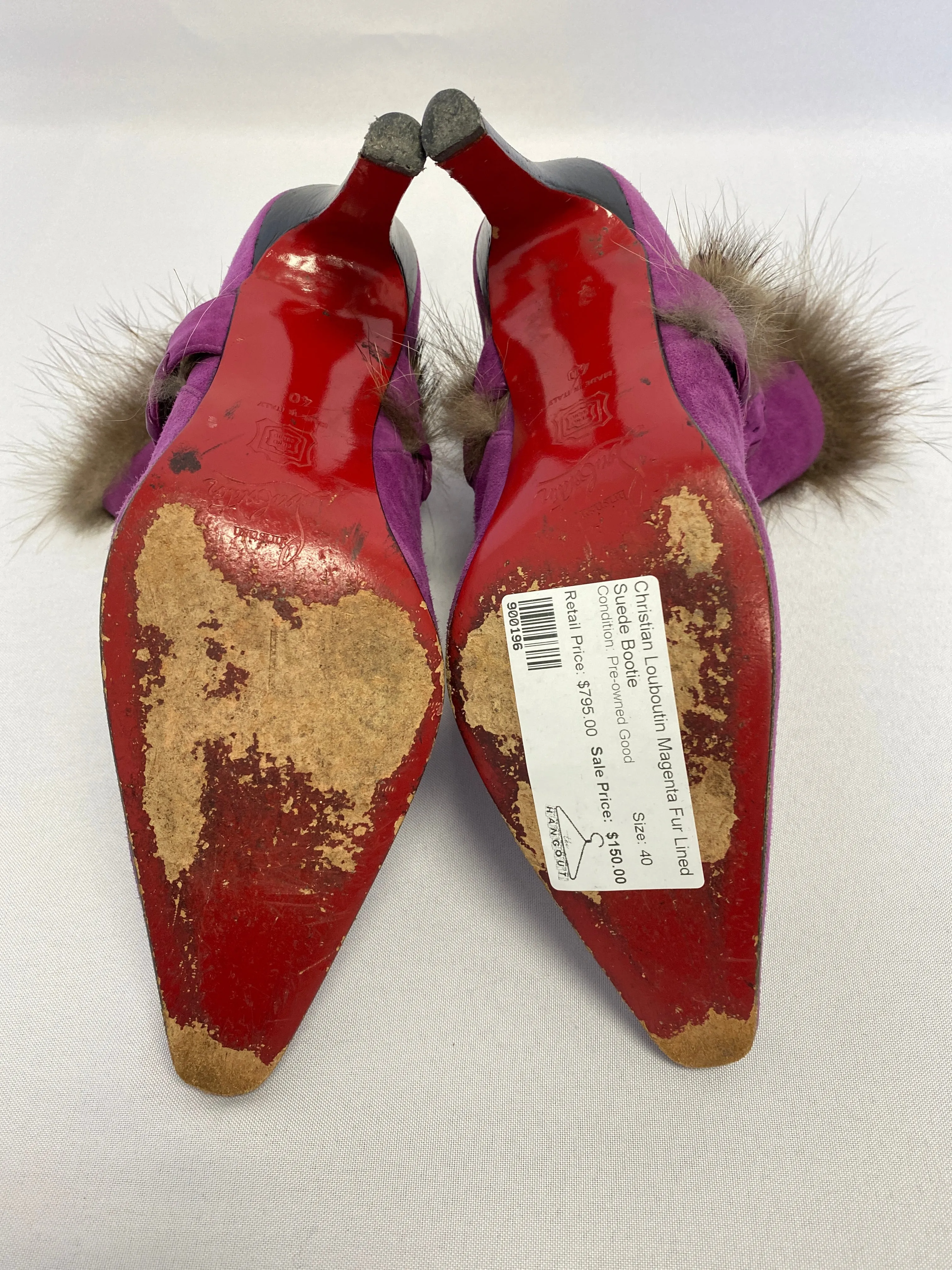 Christian Louboutin Magenta Suede BootieChristian Louboutin Magenta Fur Lined Suede Bootie