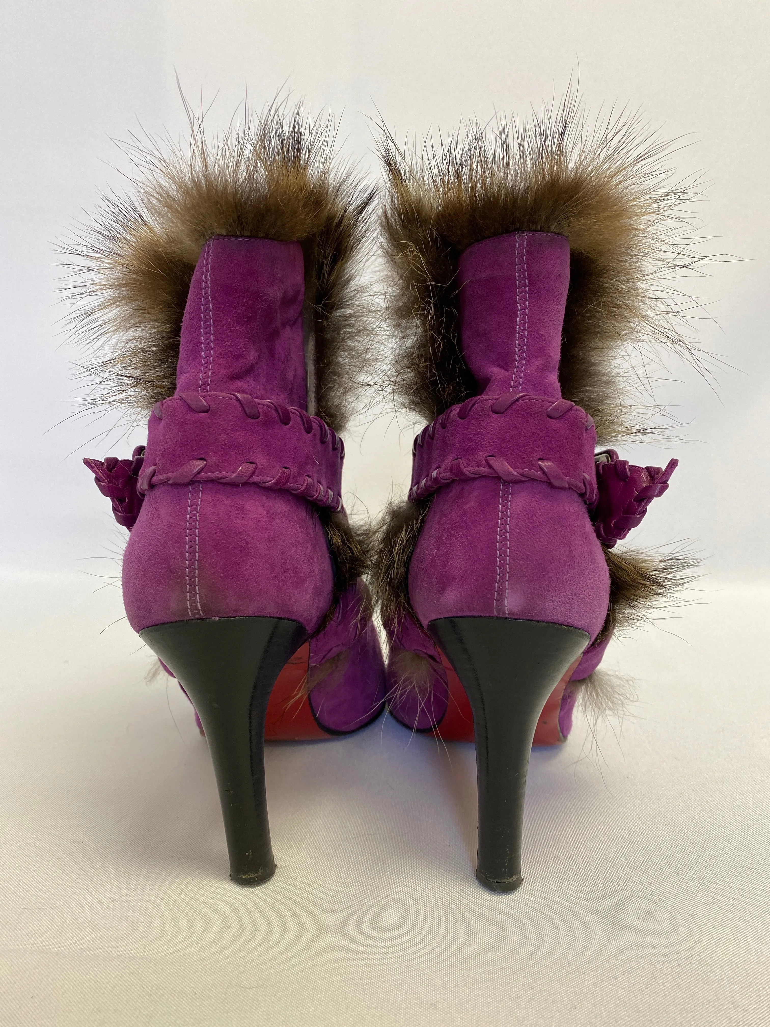 Christian Louboutin Magenta Suede BootieChristian Louboutin Magenta Fur Lined Suede Bootie