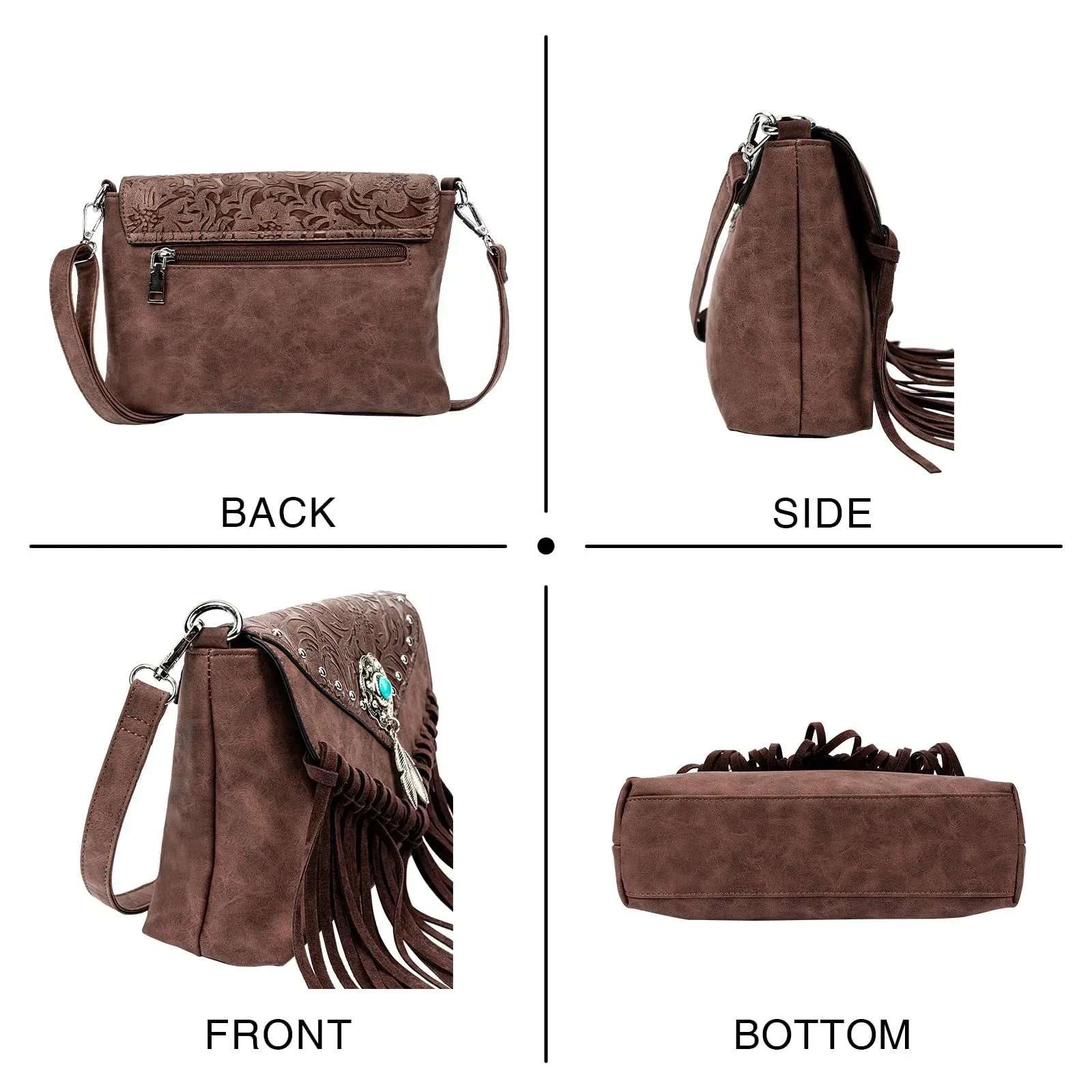 Christianartbag Handmade Leather Bag, Design Shoulder Bags For Women Vintage Messenger Rivet Tassel Designer Luxury Bags Ethnic Clutch Western Handbag, CABHMB03141023