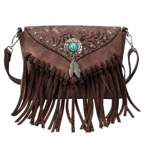 Christianartbag Handmade Leather Bag, Design Shoulder Bags For Women Vintage Messenger Rivet Tassel Designer Luxury Bags Ethnic Clutch Western Handbag, CABHMB03141023