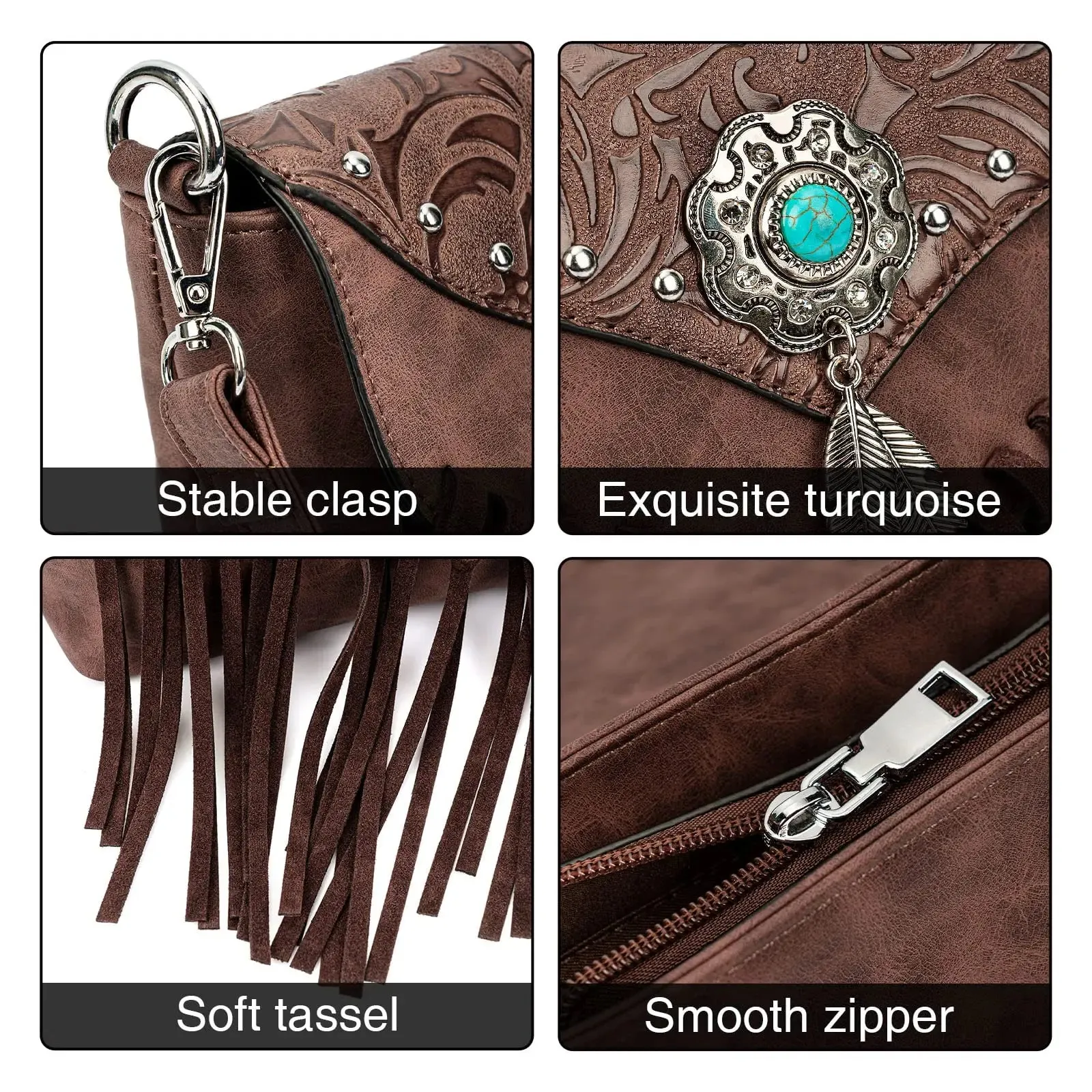 Christianartbag Handmade Leather Bag, Design Shoulder Bags For Women Vintage Messenger Rivet Tassel Designer Luxury Bags Ethnic Clutch Western Handbag, CABHMB03141023