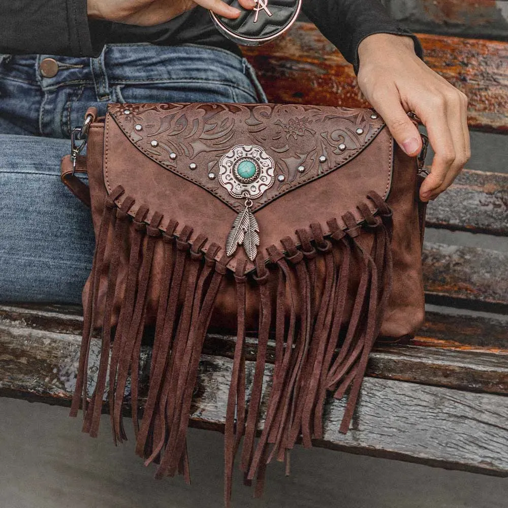 Christianartbag Handmade Leather Bag, Design Shoulder Bags For Women Vintage Messenger Rivet Tassel Designer Luxury Bags Ethnic Clutch Western Handbag, CABHMB03141023