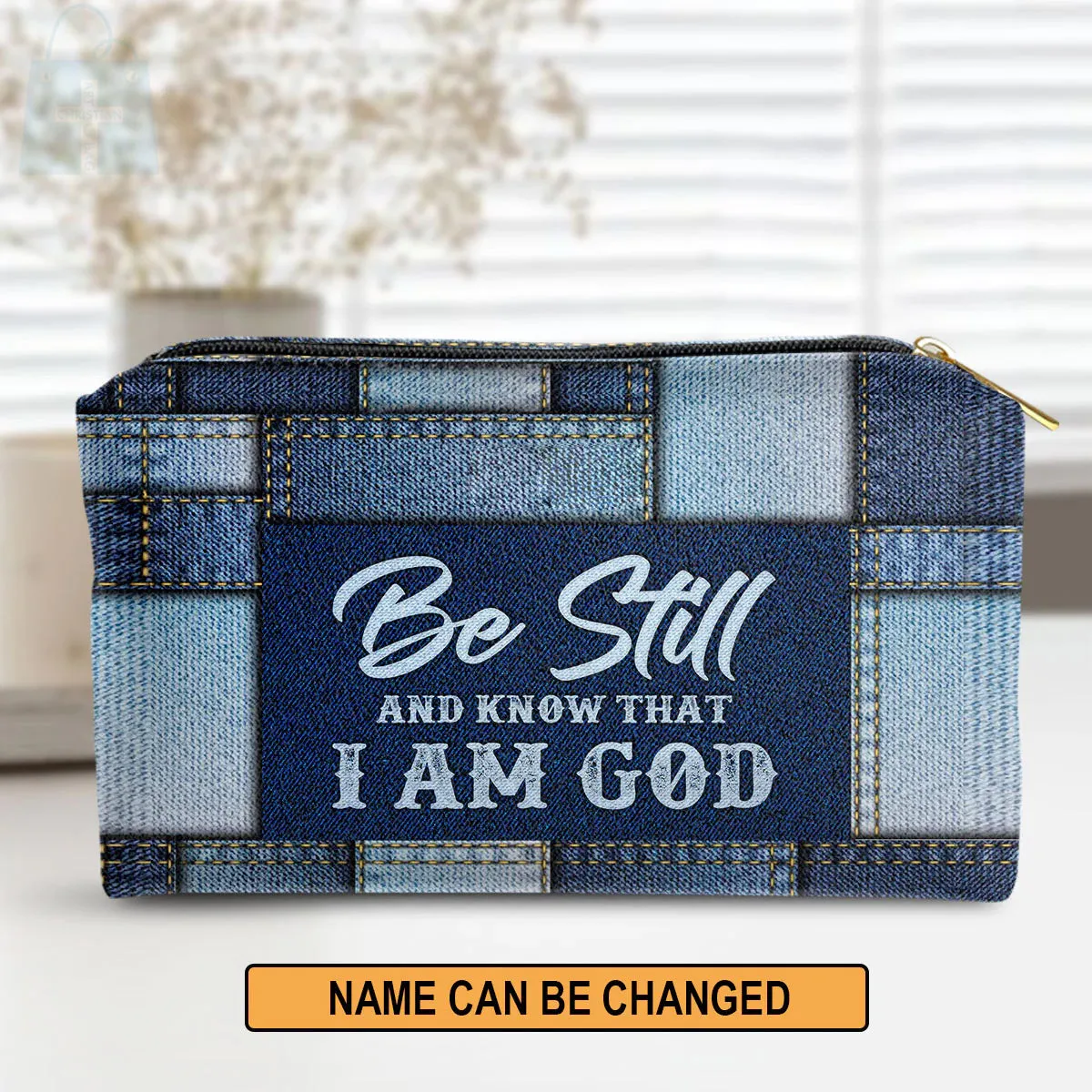Christianartbag Makeup Cosmetic Bag, Be Still And Know That I Am God Christmas Gift, Personalized Leather Cosmetic Bag.