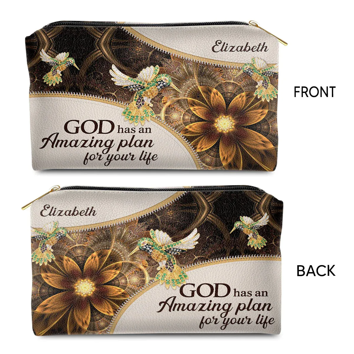Christianartbag Makeup Cosmetic Bag, God Has An Amazing Plan For Your Life, Christmas Gift, Personalized Leather Cosmetic Bag.