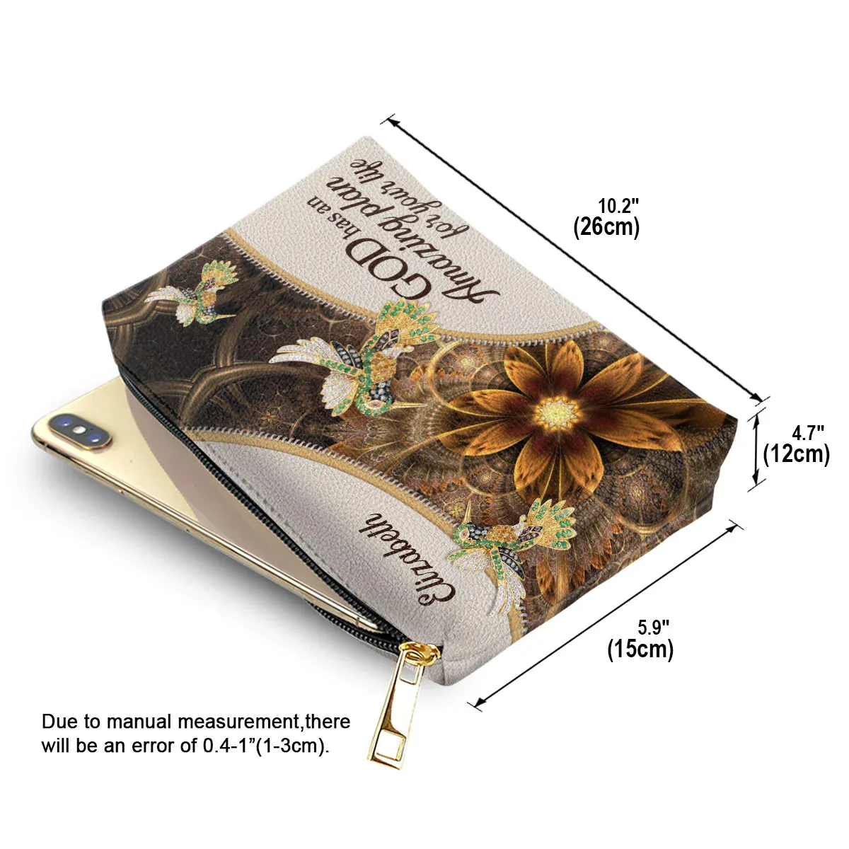 Christianartbag Makeup Cosmetic Bag, God Has An Amazing Plan For Your Life, Christmas Gift, Personalized Leather Cosmetic Bag.