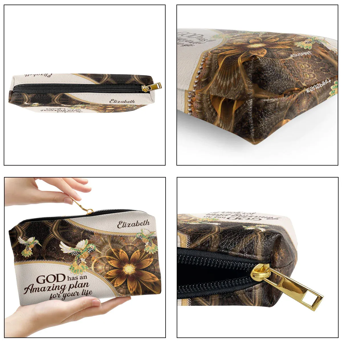 Christianartbag Makeup Cosmetic Bag, God Has An Amazing Plan For Your Life, Christmas Gift, Personalized Leather Cosmetic Bag.