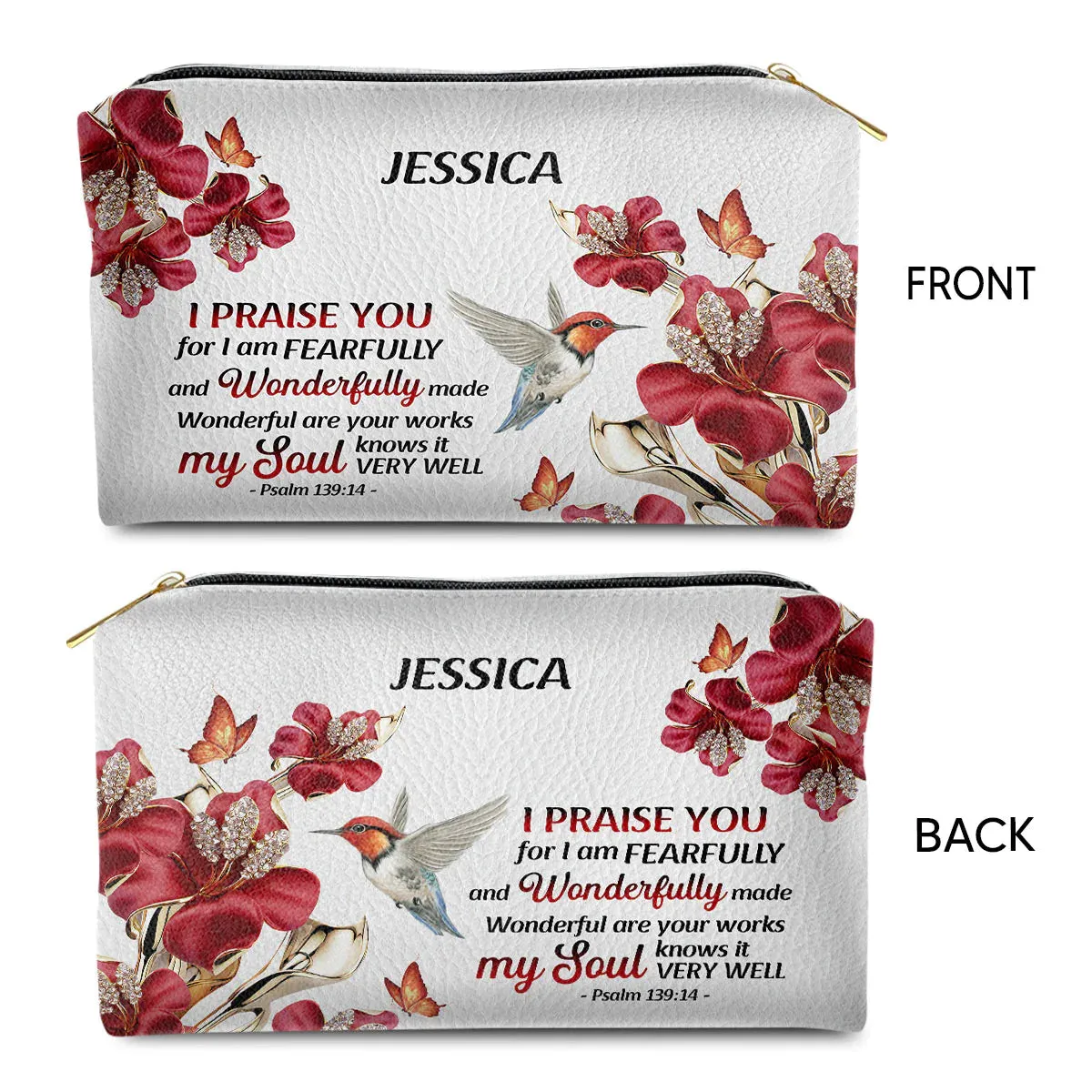 Christianartbag Makeup Cosmetic Bag, My Soul Knows It Very Well, Christmas Gift, Personalized Leather Cosmetic Bag.