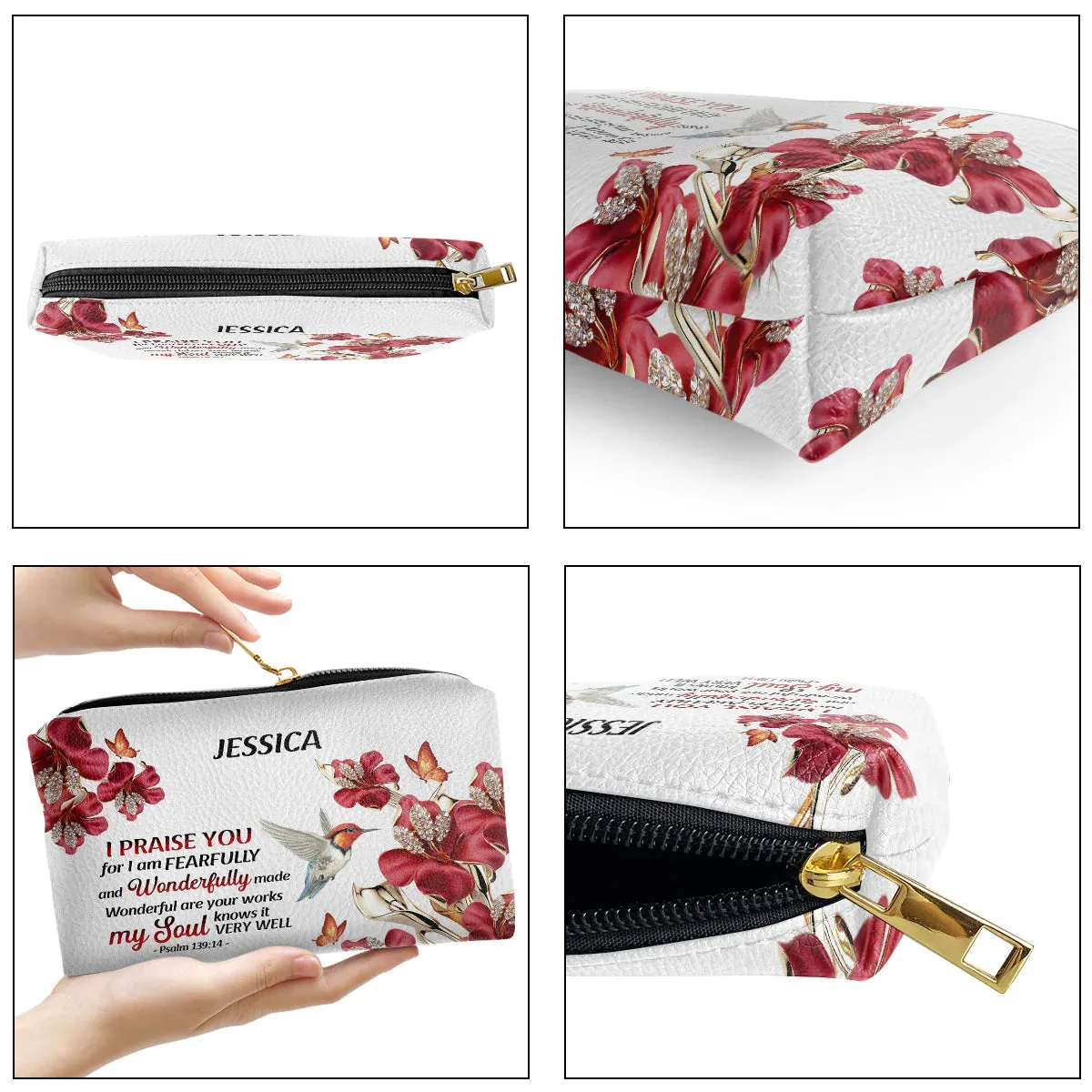 Christianartbag Makeup Cosmetic Bag, My Soul Knows It Very Well, Christmas Gift, Personalized Leather Cosmetic Bag.