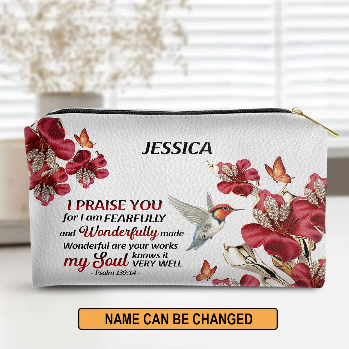 Christianartbag Makeup Cosmetic Bag, My Soul Knows It Very Well, Christmas Gift, Personalized Leather Cosmetic Bag.