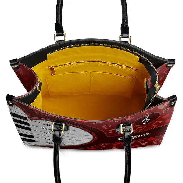 Christianartbag Teacher Bags, Custom Leather Handbags for Teachers, Gift For Teacher, Design Handbag, Where Words Fail Music Speaks Music Notes Handbag, CAB01281223.
