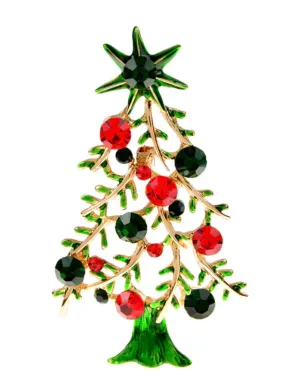 Christmas tree brooch vintage look gold plated broach celebrity queen pin i15