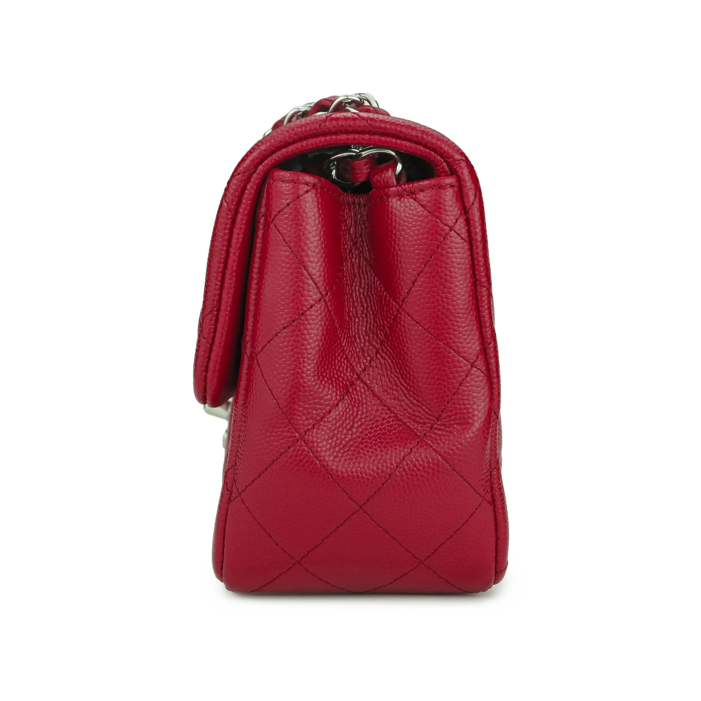 Classic Mini Square Flap Bag in 17B Red Caviar