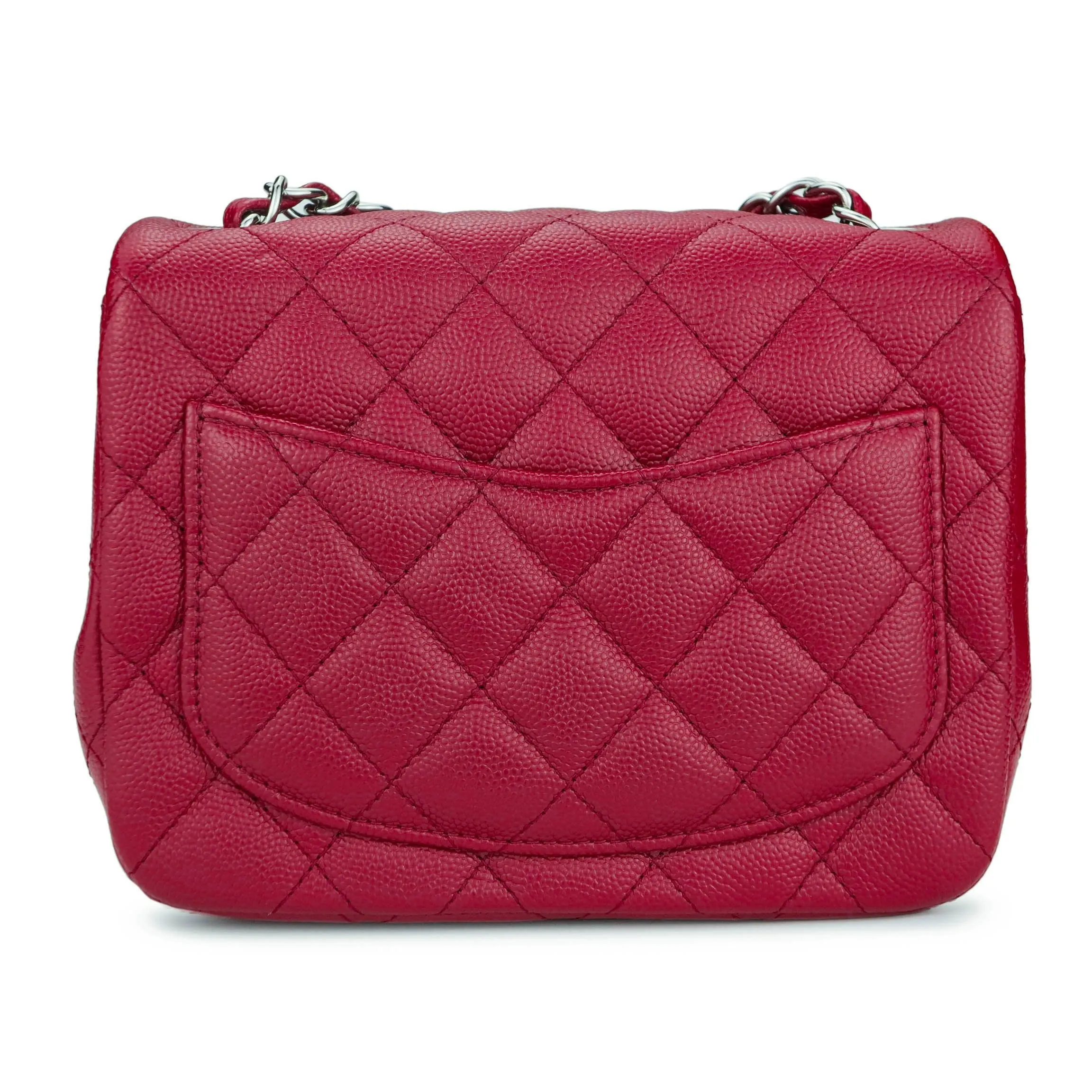 Classic Mini Square Flap Bag in 17B Red Caviar