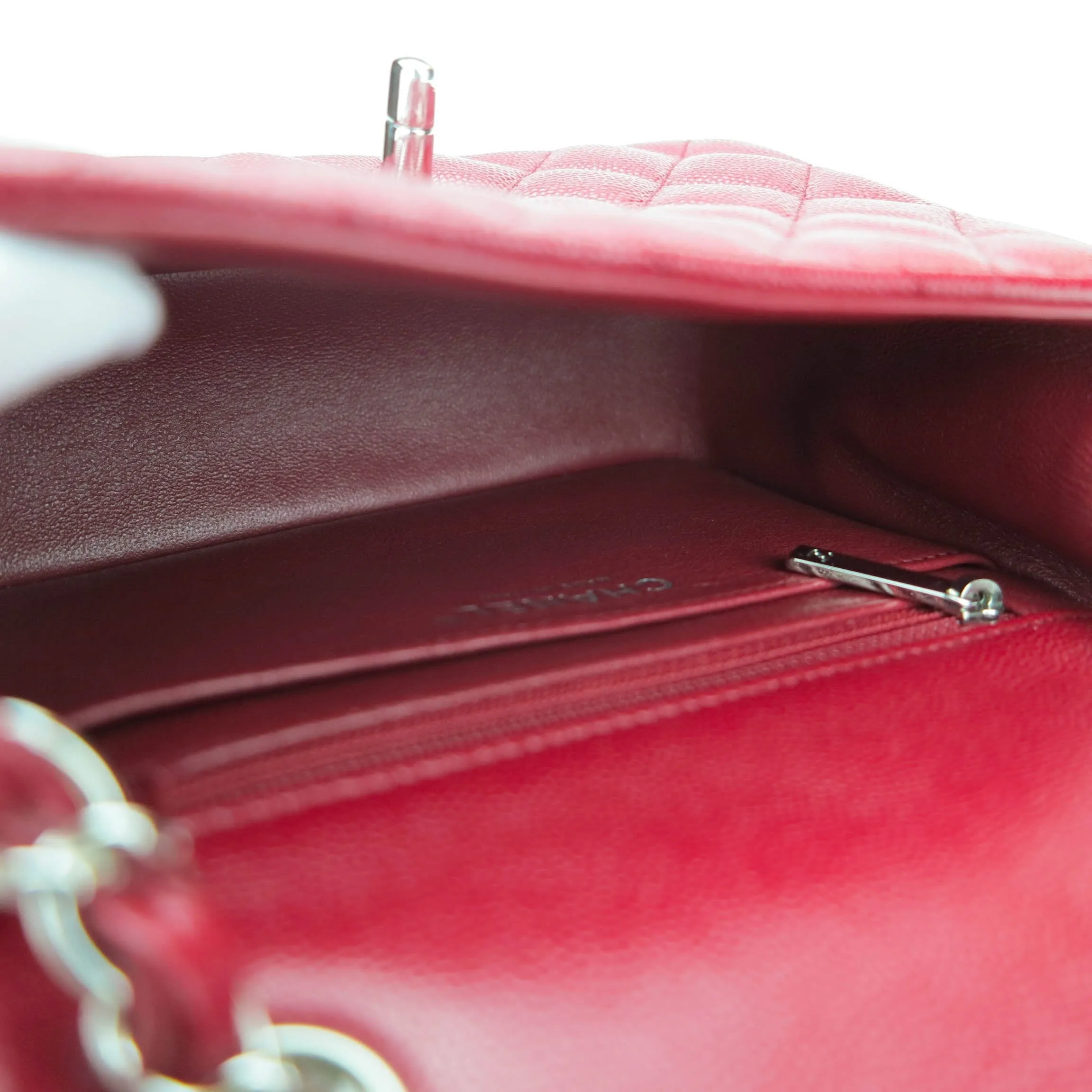 Classic Mini Square Flap Bag in 17B Red Caviar