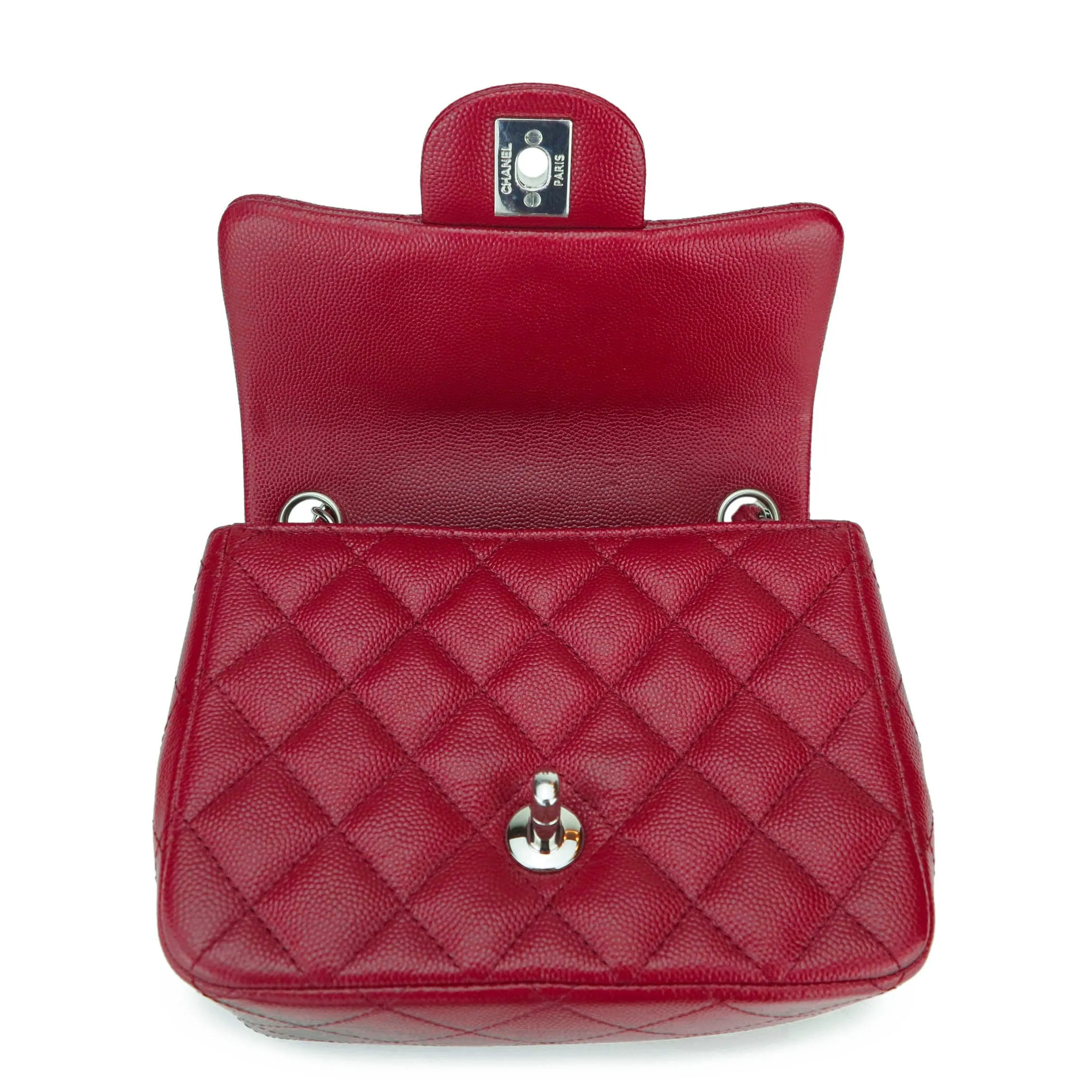 Classic Mini Square Flap Bag in 17B Red Caviar