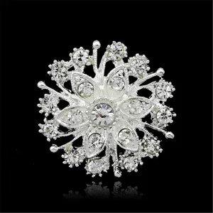Clear Cubic Zirconia Flower Brooch