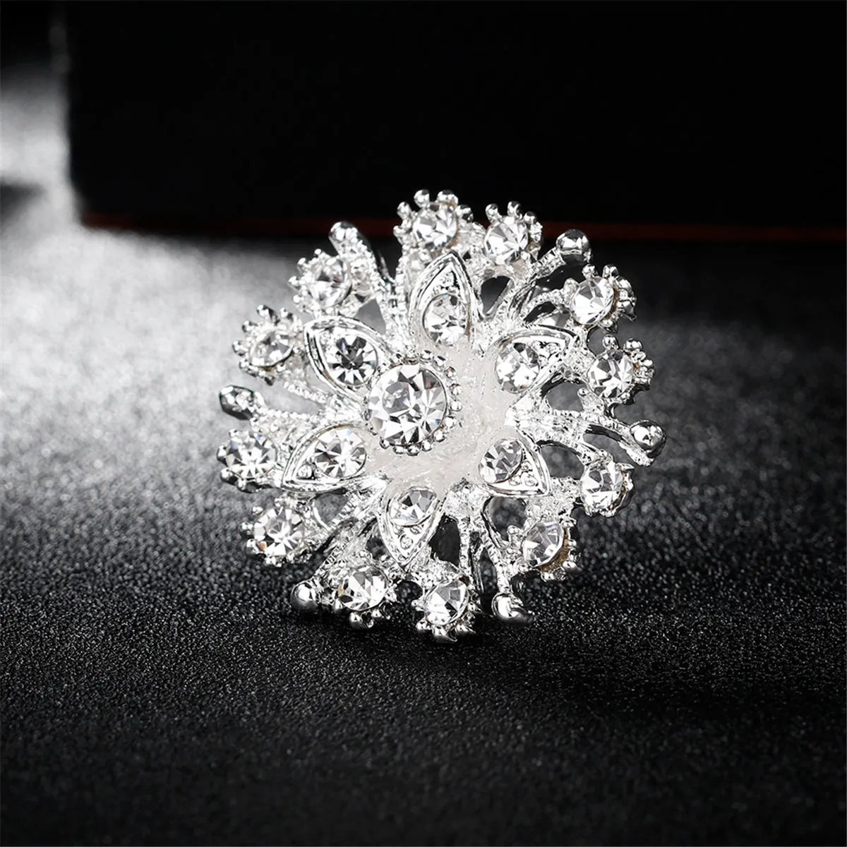 Clear Cubic Zirconia Flower Brooch