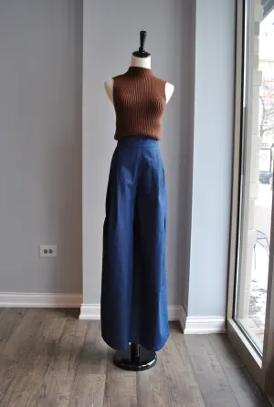 CLEARANCE - BLUE JEAN PALAZZO HIGH WAISTED PANTS
