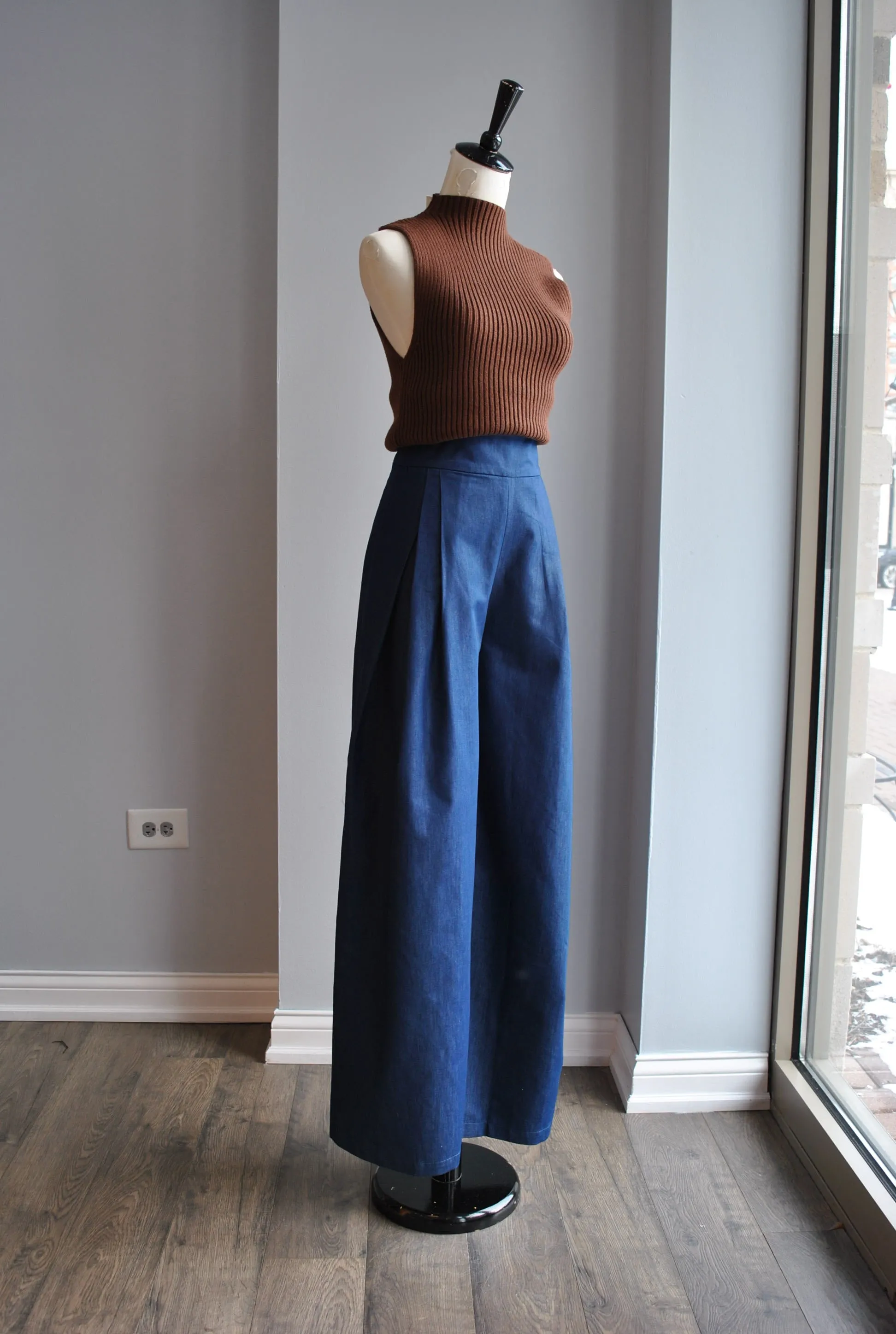 CLEARANCE - BLUE JEAN PALAZZO HIGH WAISTED PANTS